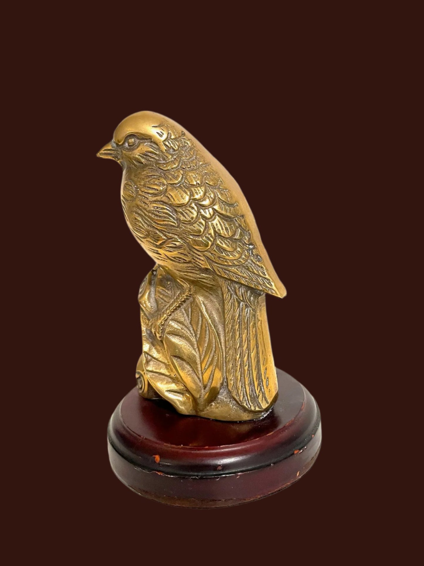 Brass Birds Elaborate Statues Bookends On Mahogany Stands