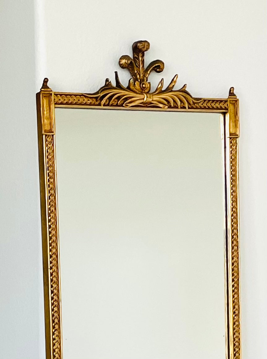 Rococo Style Gold Leaf Crown Crest Wall Mirror