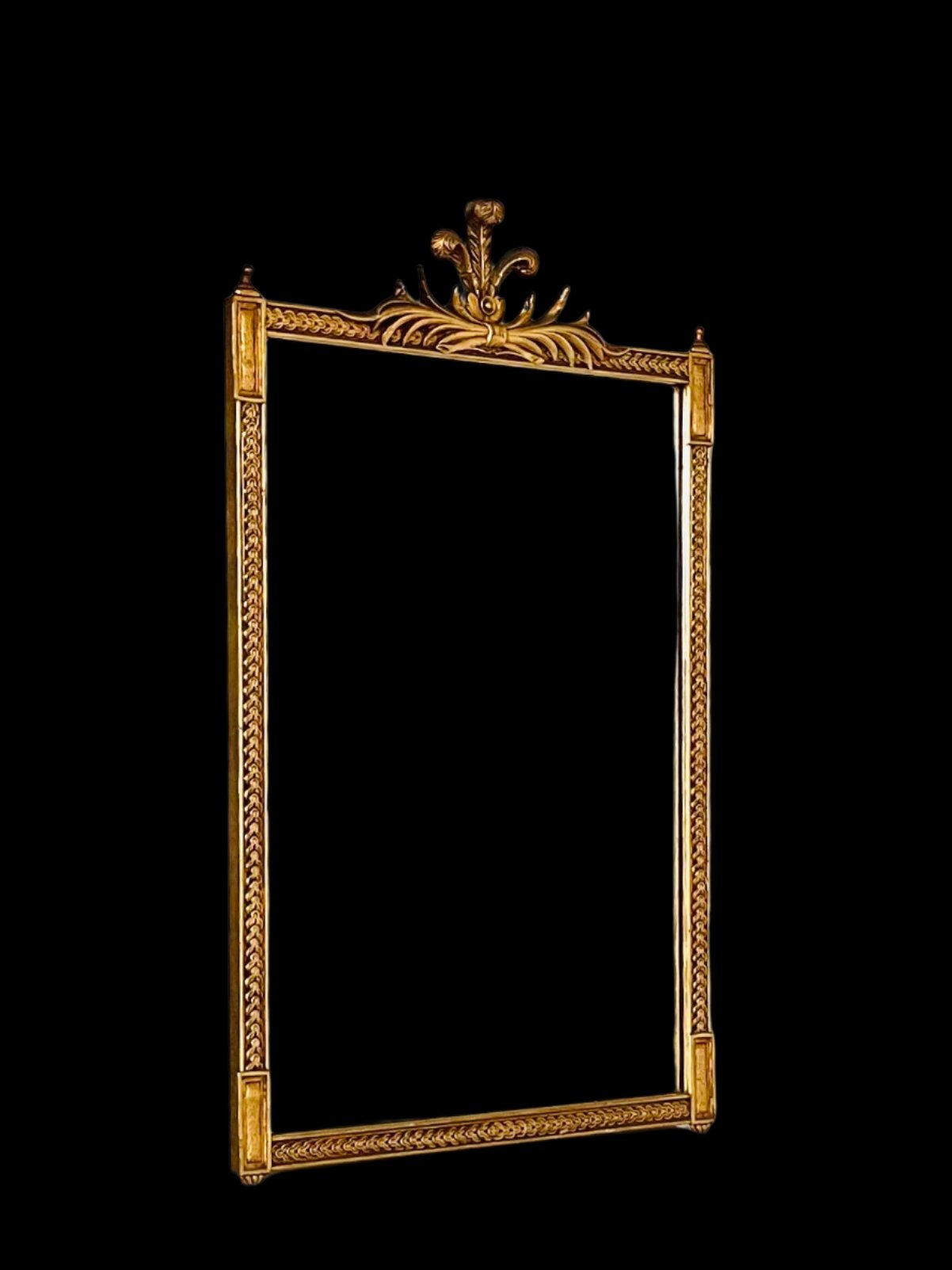 Rococo Style Gold Leaf Crown Crest Wall Mirror