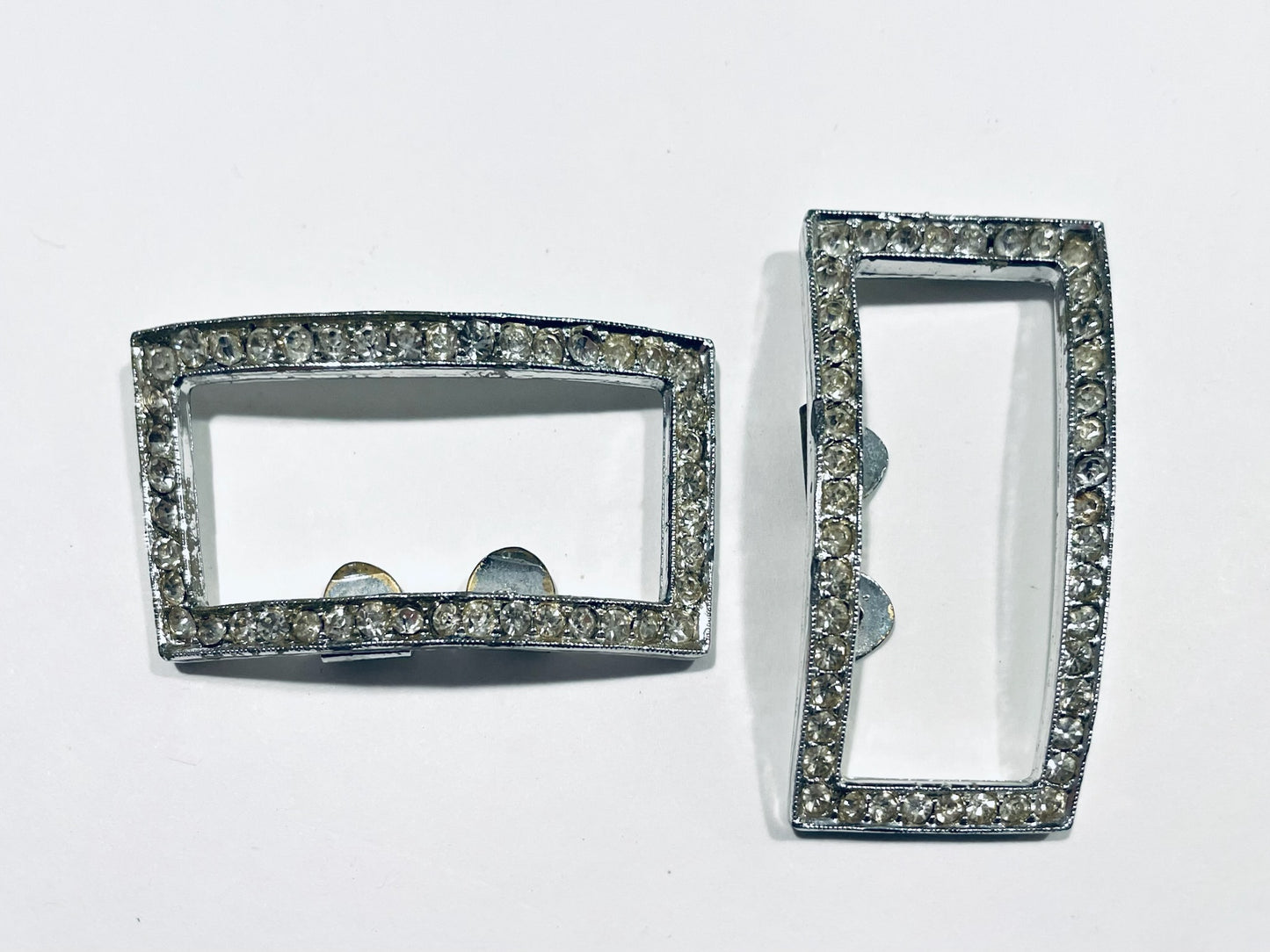 Pair of Vintage Silver Rhinestones Shoe Clips