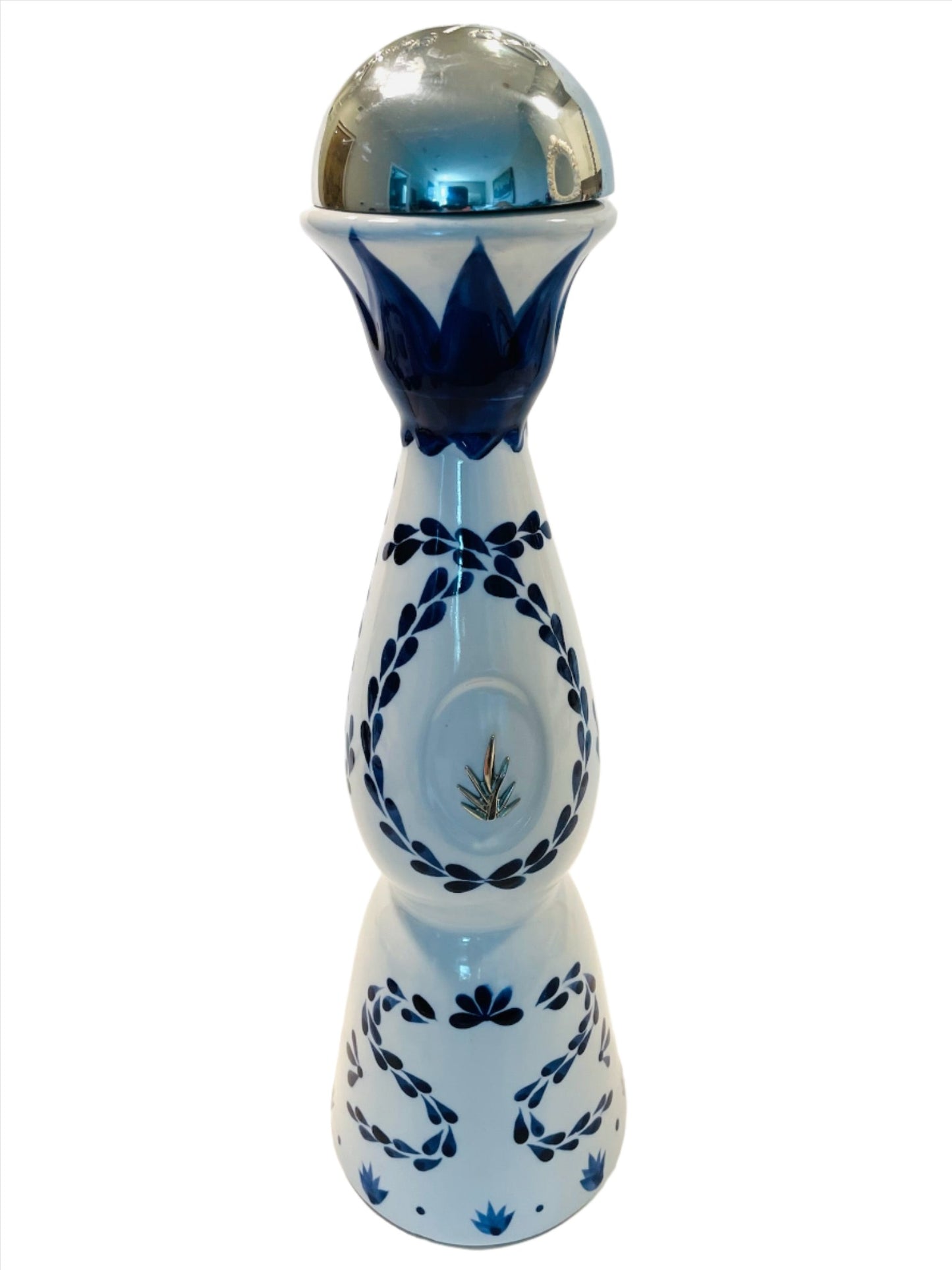 Blue On White Tequila Clase Porcelain Bottle Empty Decanter