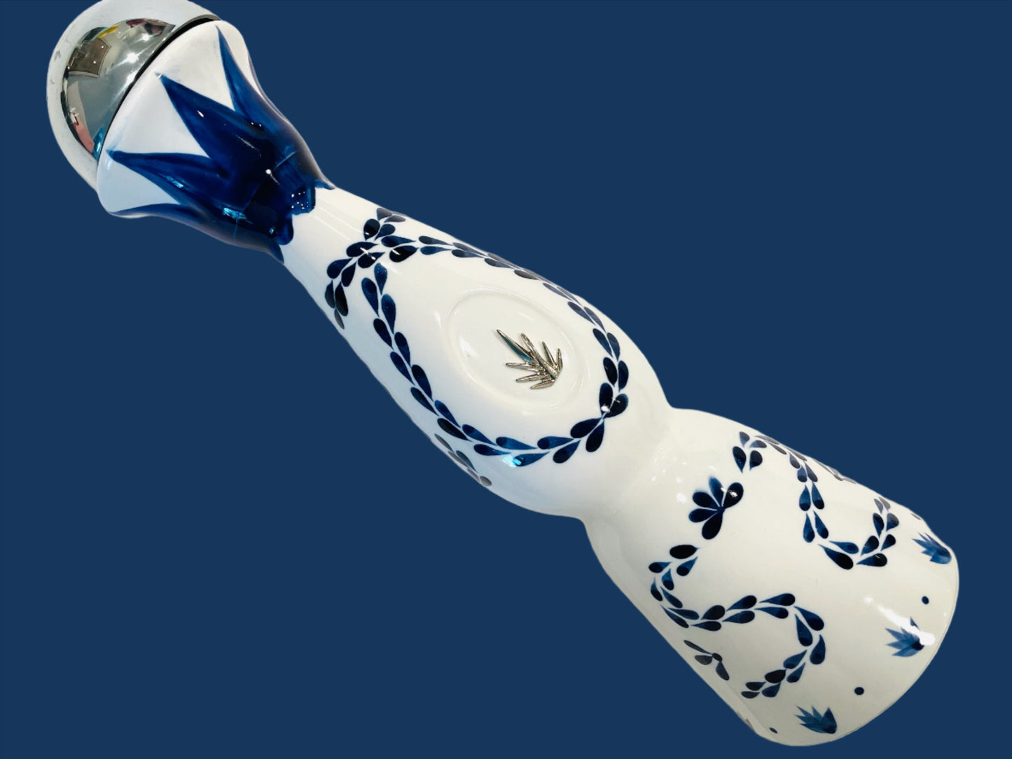 Blue On White Tequila Clase Porcelain Bottle Empty Decanter