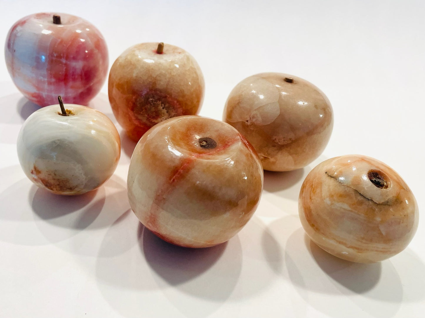 Six Decorative Stone Marble Various Fruits