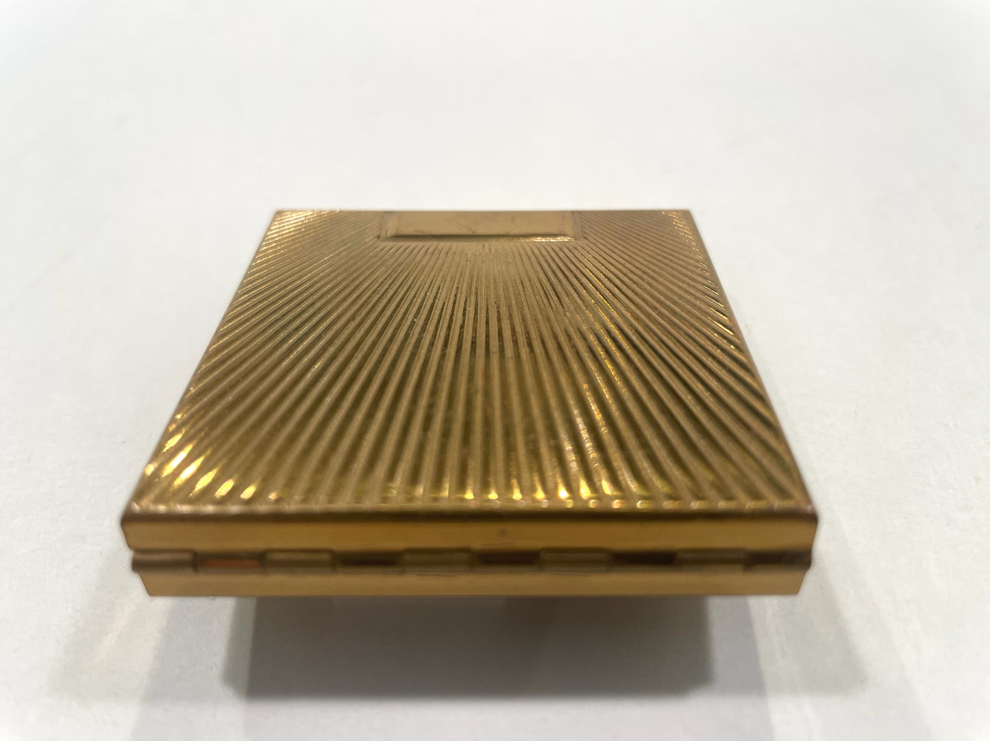 Volupte USA Mid Century Modern Brass Mirrored Miniature Powder Compact