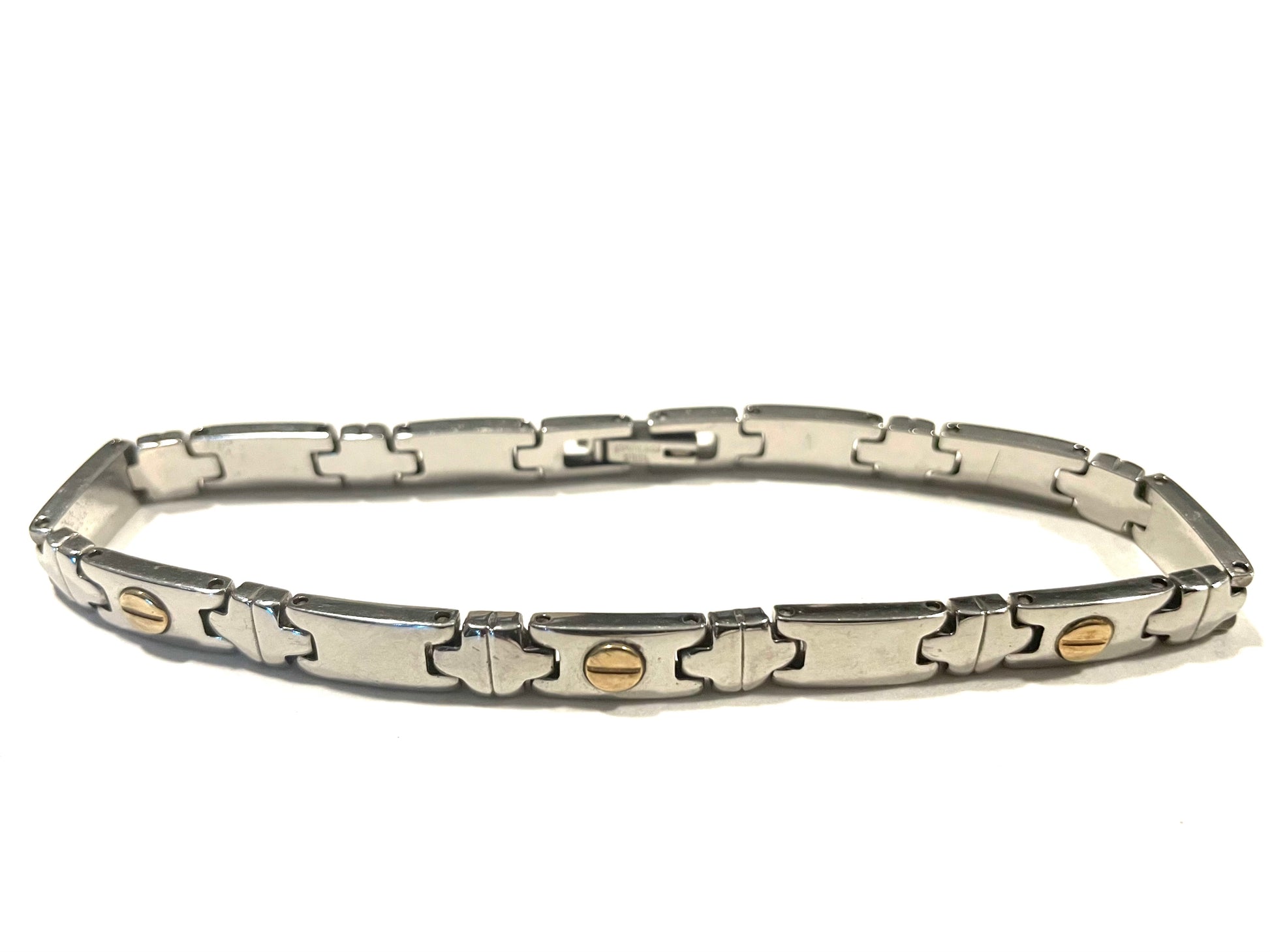 Stainless Steel Gold Nail Head Bar Bracelet 