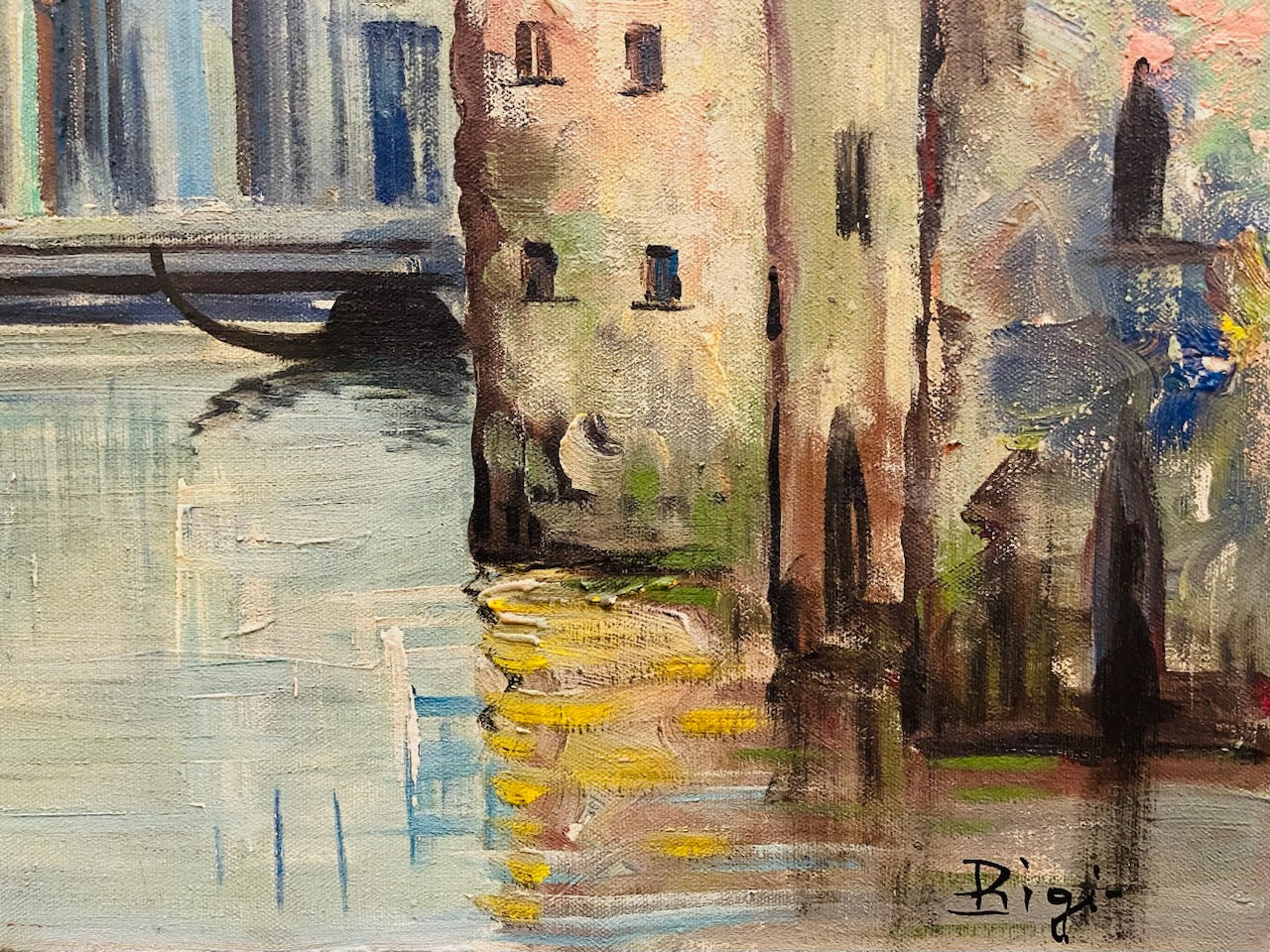 Venice Grand Canal Impressionist Oil On Canvas Signed Bigi