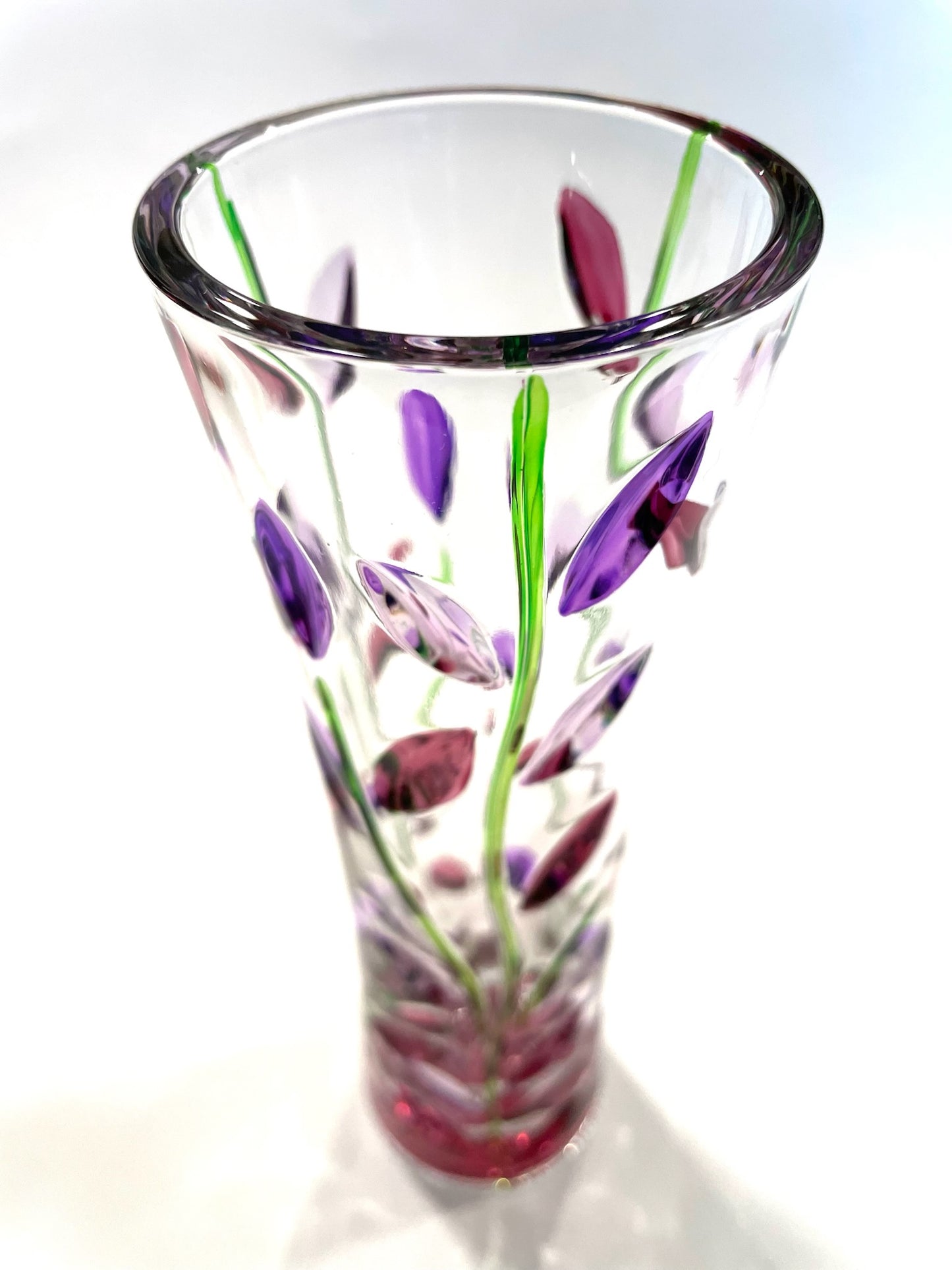 A Venetian Hand Painted Glass Floral Vase Tree of Life