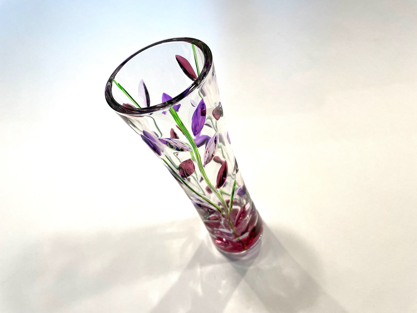 A Venetian Hand Painted Glass Floral Vase Tree of Life