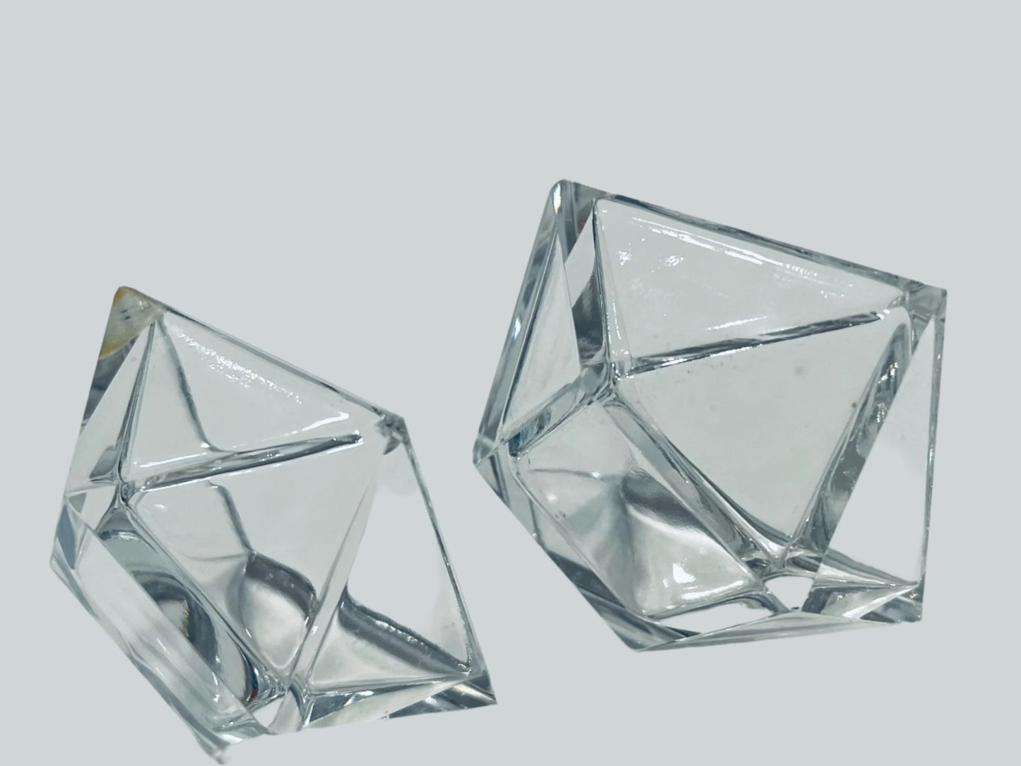 Geometric Open Concept Miniature Minimalist Crystal Bowls