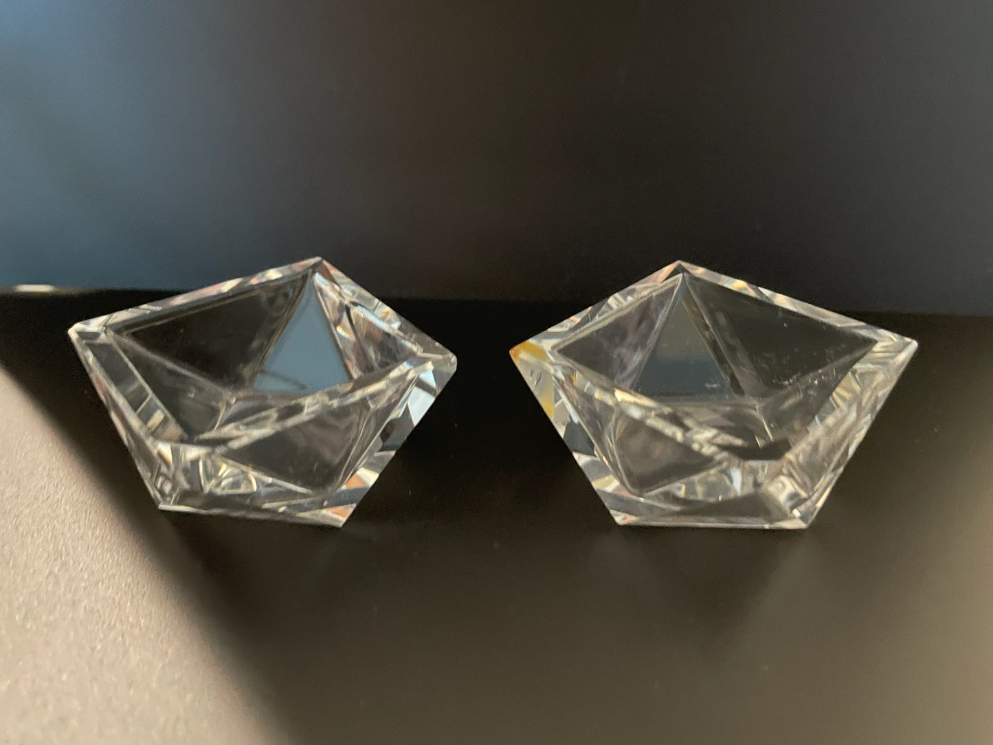 Geometric Open Concept Miniature Minimalist Crystal Bowls