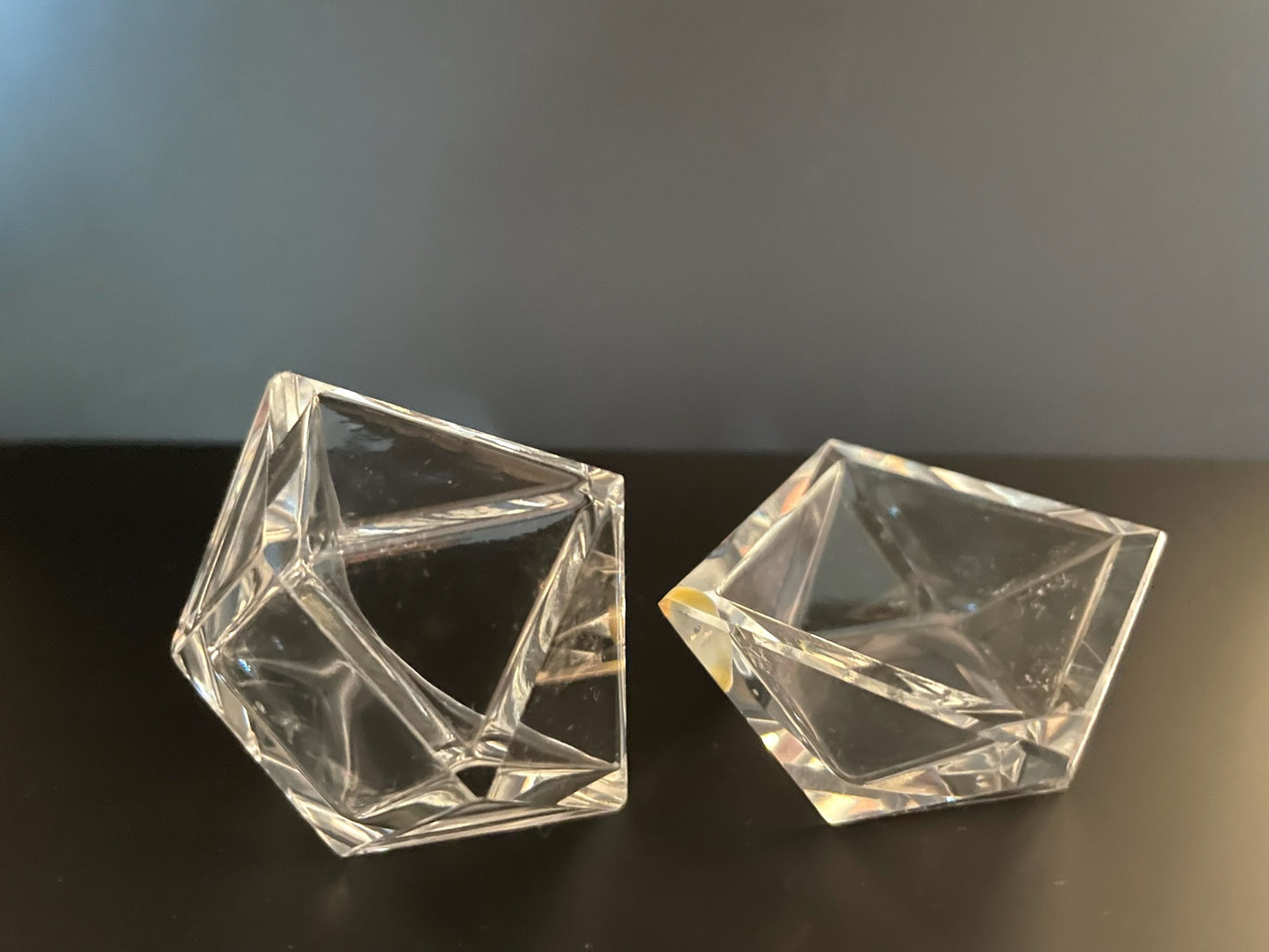 Geometric Open Concept Miniature Minimalist Crystal Bowls