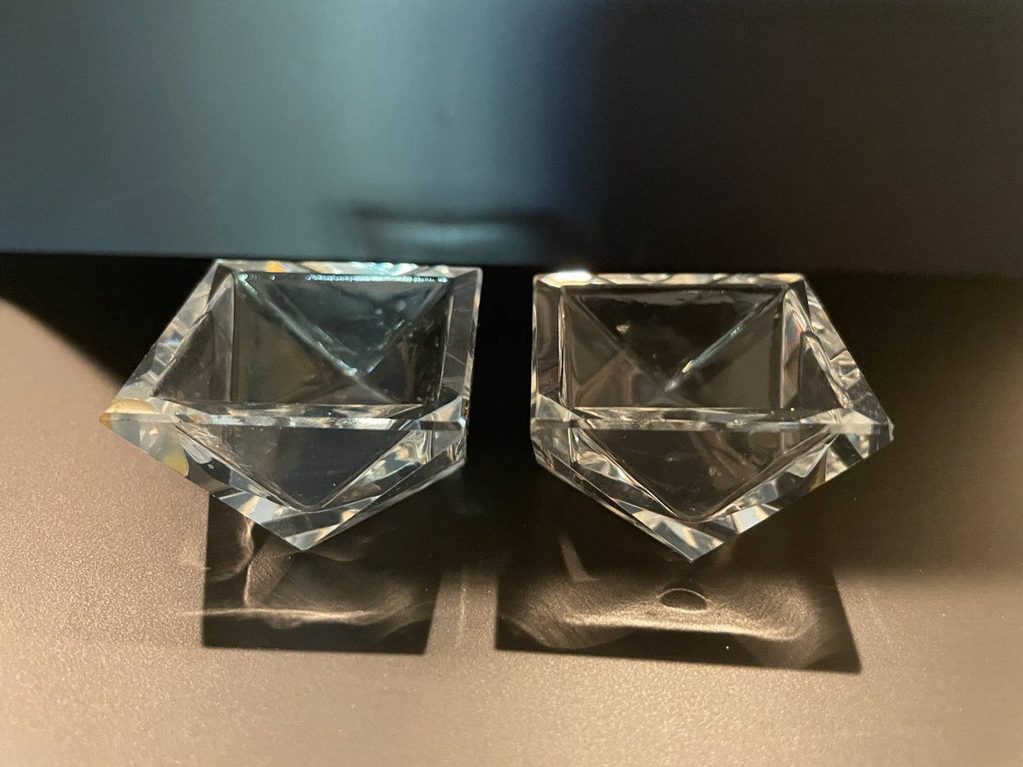 Geometric Open Concept Miniature Minimalist Crystal Bowls