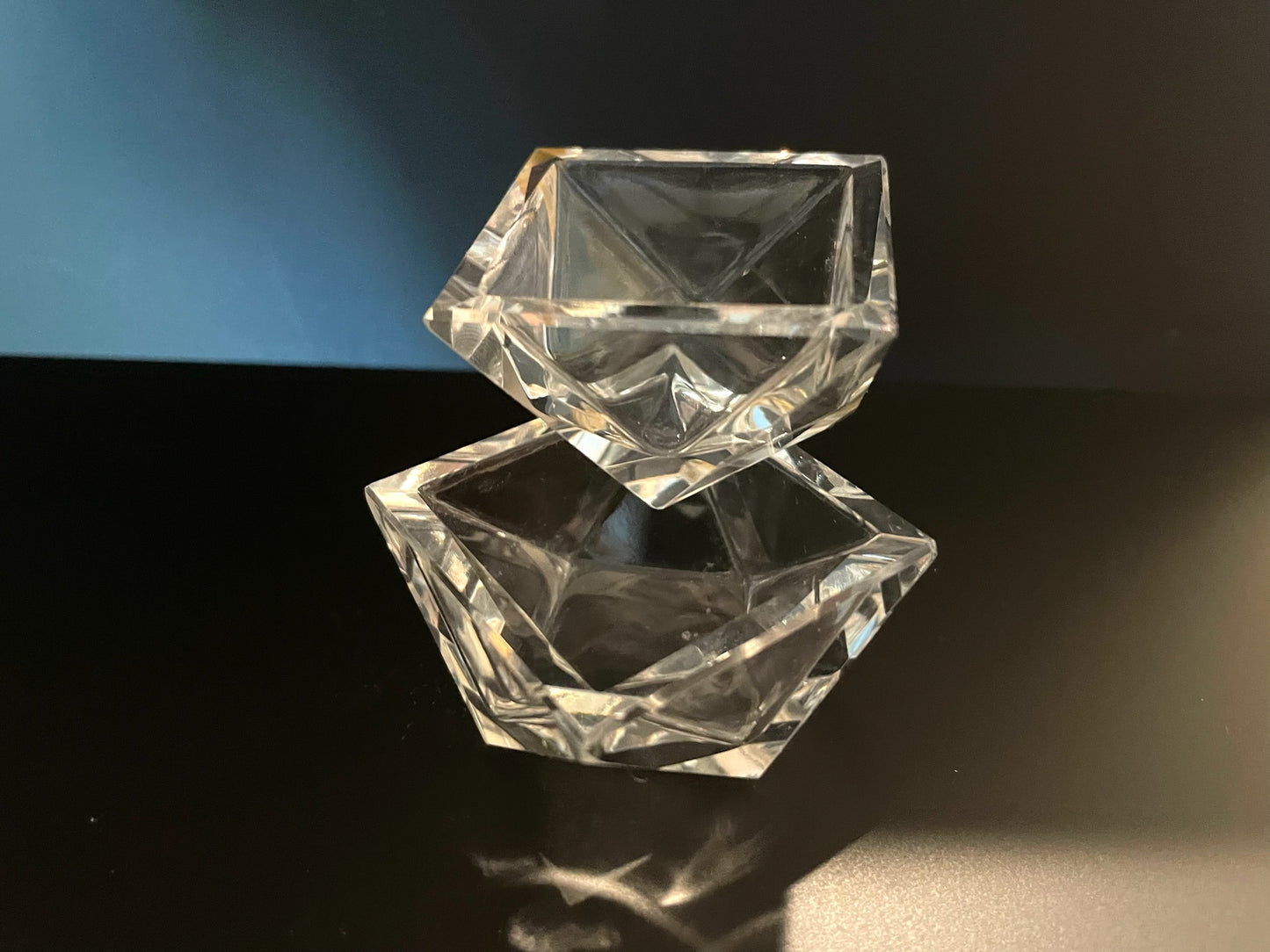 Geometric Open Concept Miniature Minimalist Crystal Bowls