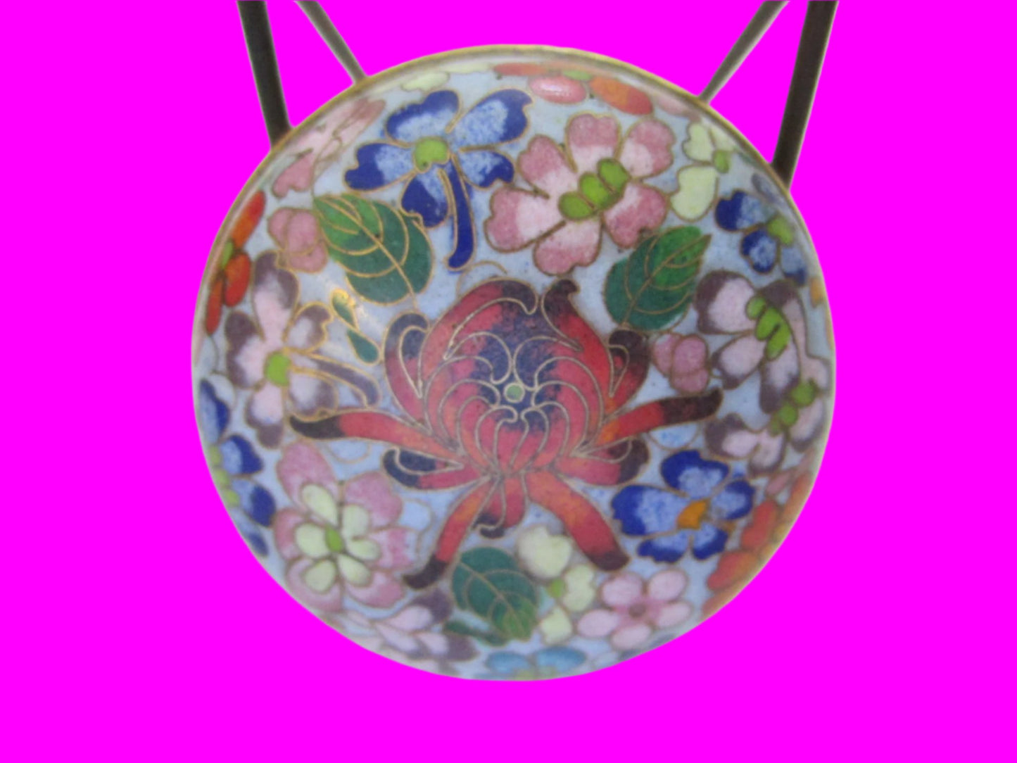 A Mini Cloisonne Lotus Bronze Powder Box