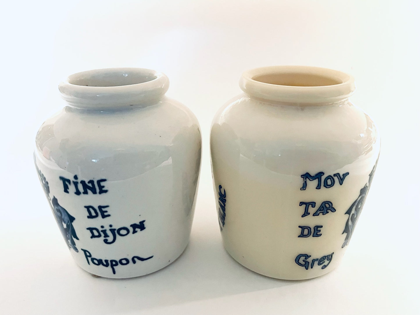 Marque de Modelle Depose France Fine De Dijon Poupon Mov Tar De Grey Forte Au Vin Blanc Porcelain Jars