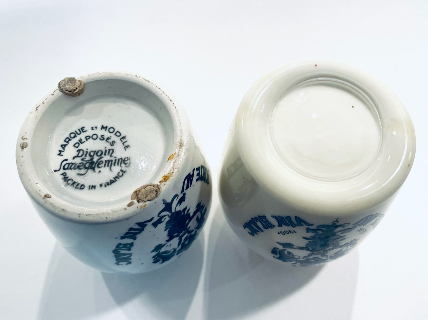 Marque de Modelle Depose France Fine De Dijon Poupon Mov Tar De Grey Forte Au Vin Blanc Porcelain Jars