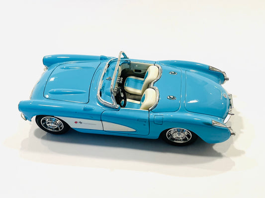 Turquoise White Convertible Chevy Corvette 1957 Cast Iron Model Car