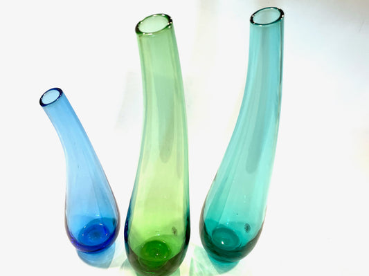 Three Hand Made Quality Ikea Glass Vases