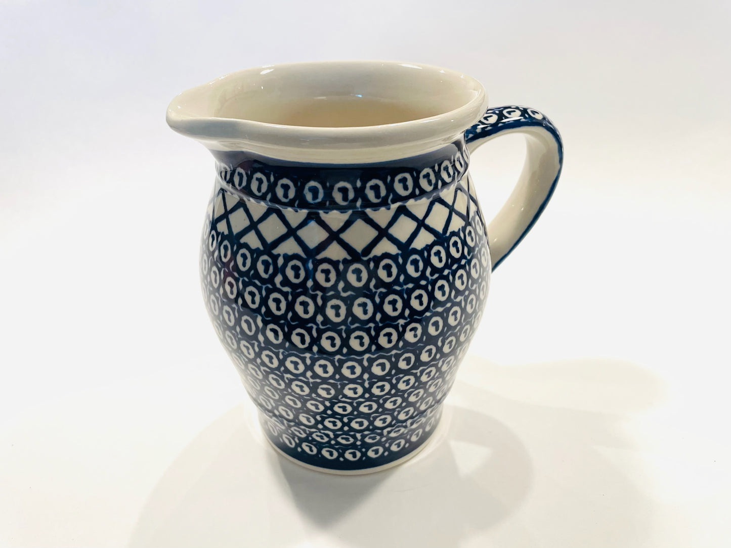 Boleslawiec Pitcher Hand Made Geometric Ceramic in Poland