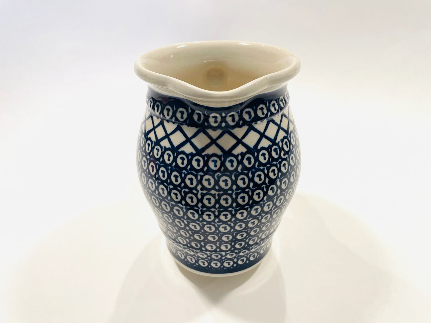 Boleslawiec Pitcher Hand Made Geometric Ceramic in Poland