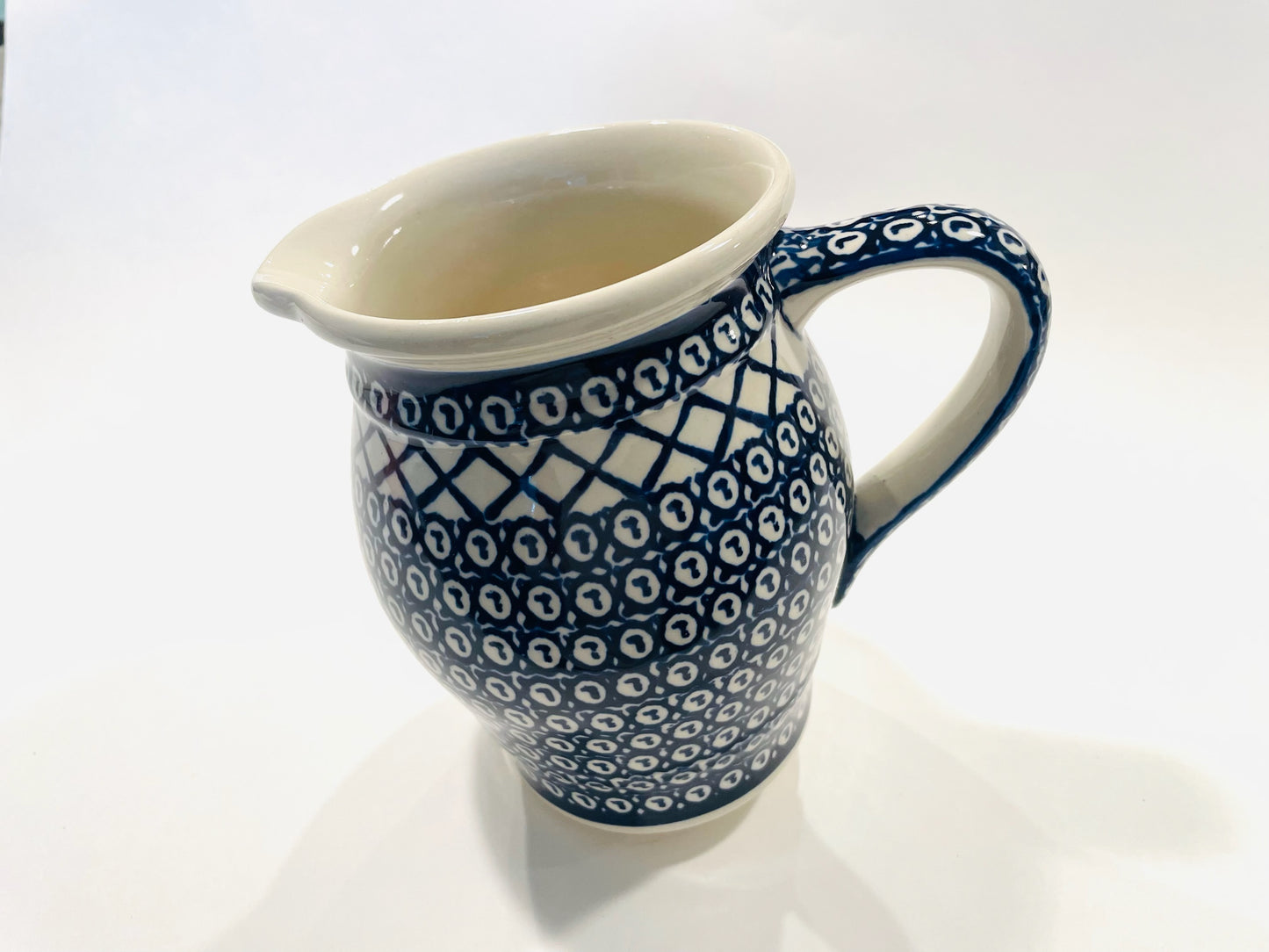 Boleslawiec Pitcher Hand Made Geometric Ceramic in Poland