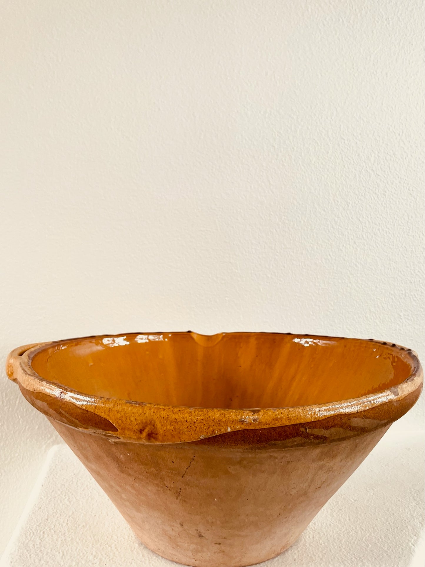 South of France Contemporary Terracotta Mustard Glaze Signed Confit Bowl