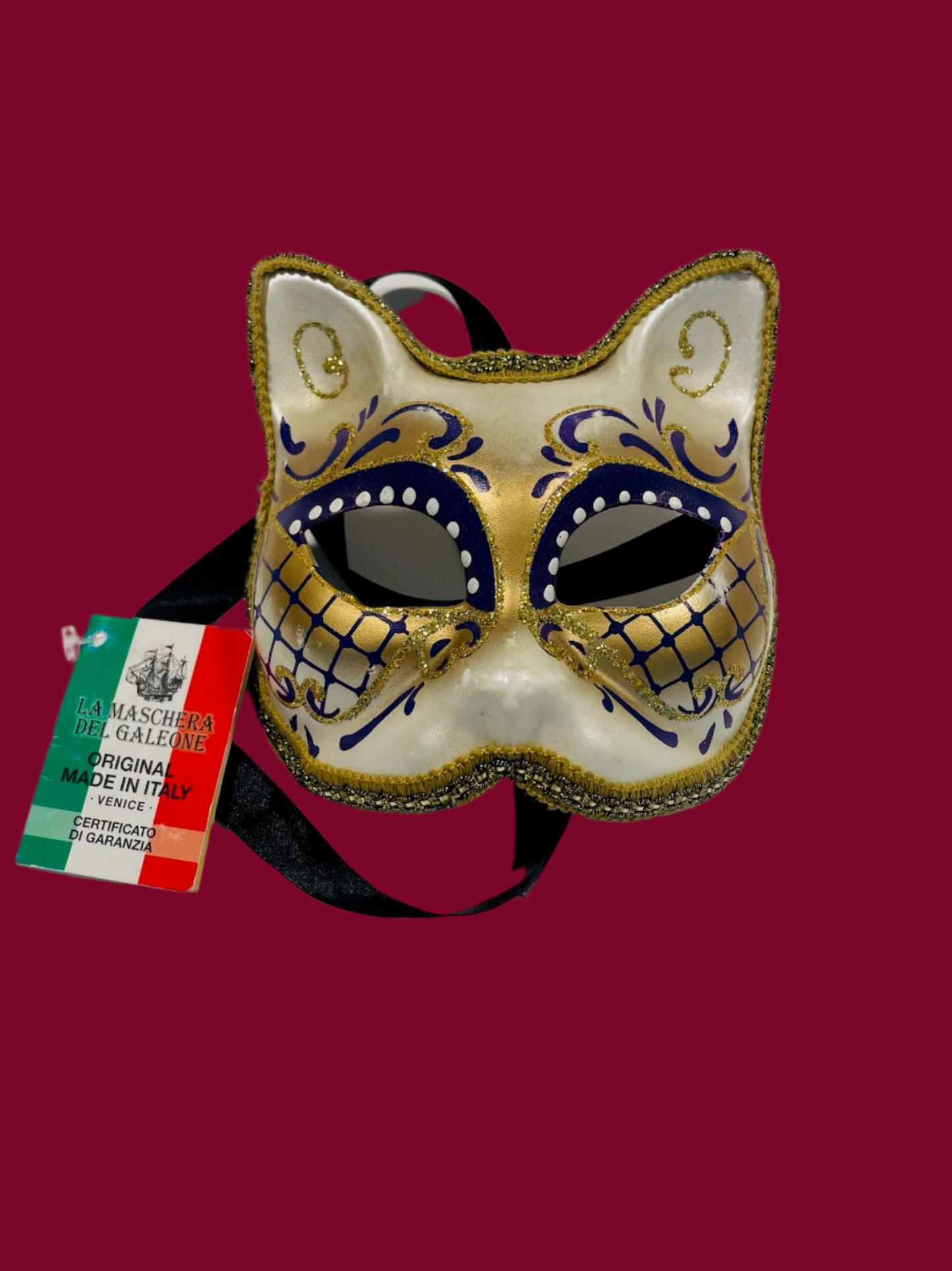 La Maschera Del Galeone Hand Painted In Venice Italy Masquerade Cat