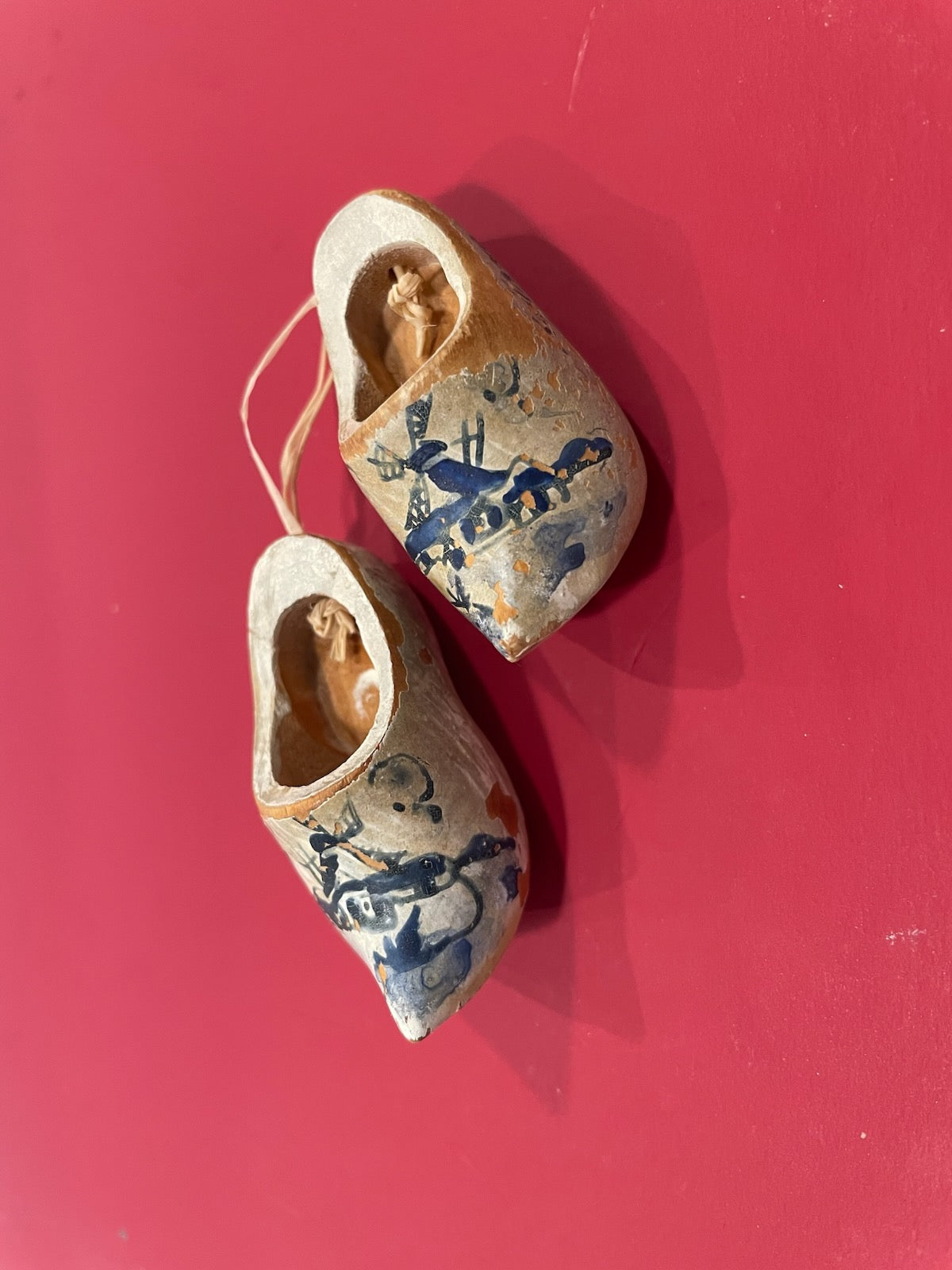 A Dutch Miniature Hand Painted In Holland Blue Windmill Clogs