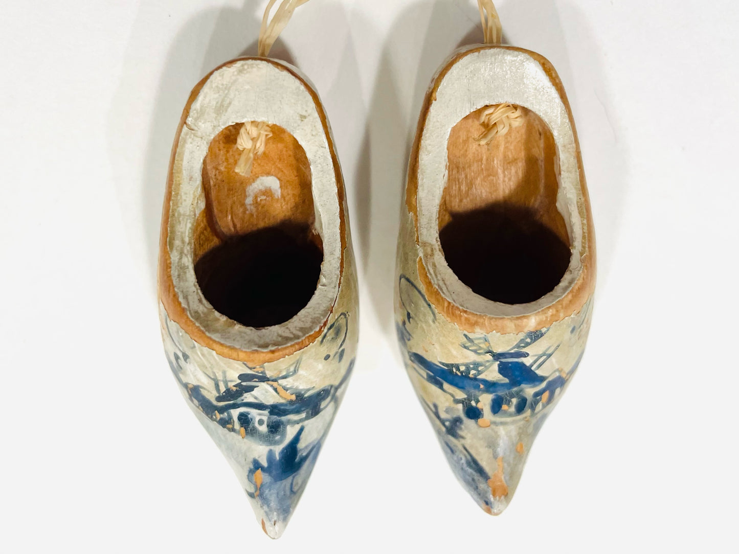 A Dutch Miniature Hand Painted In Holland Blue Windmill Clogs