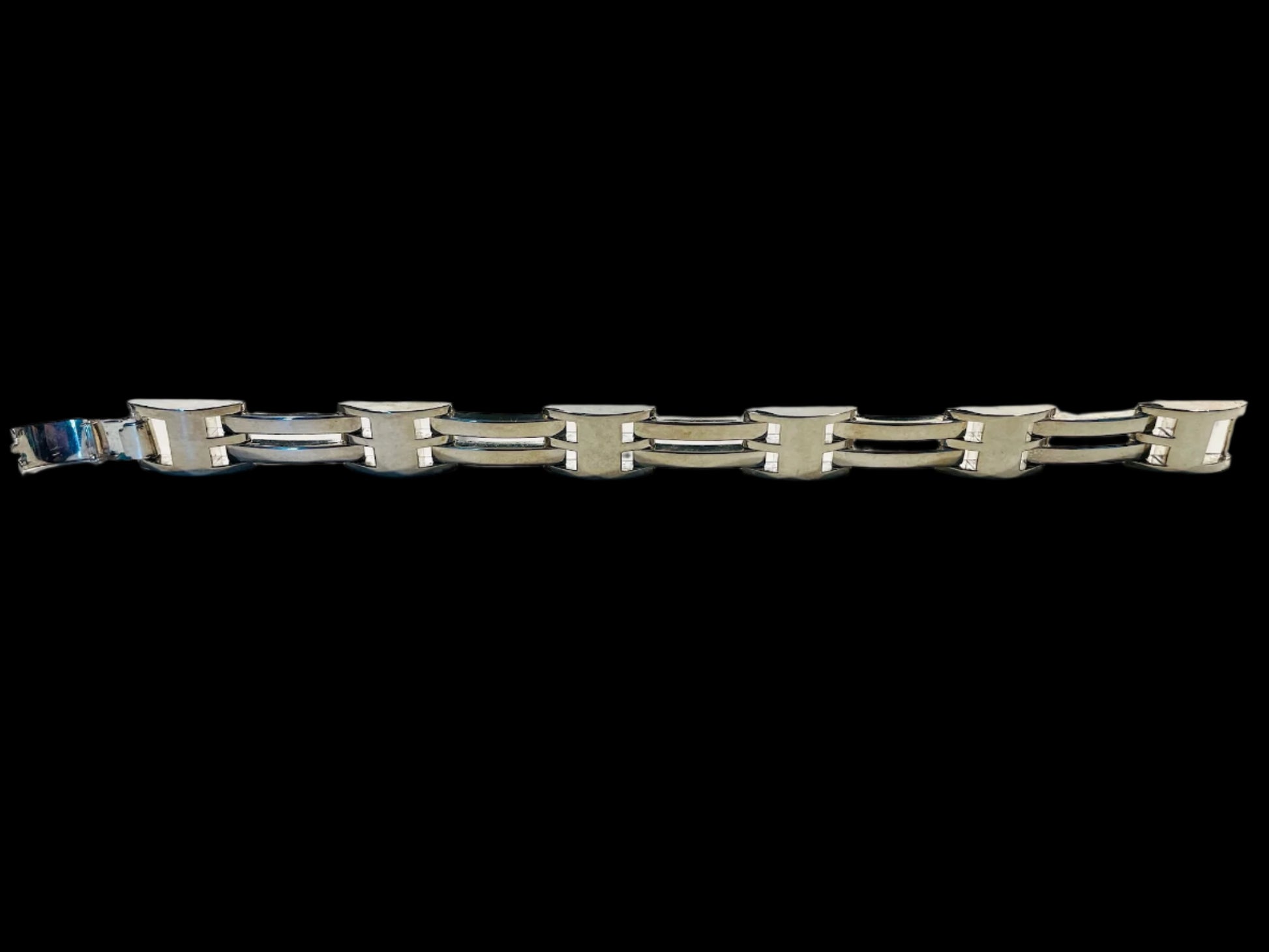 Mexico Sterling 925 Link Geometric Modern Bracelet