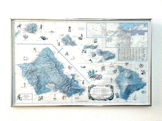 Principal Islands of Hawaii Lithograph Map By Rand McNally