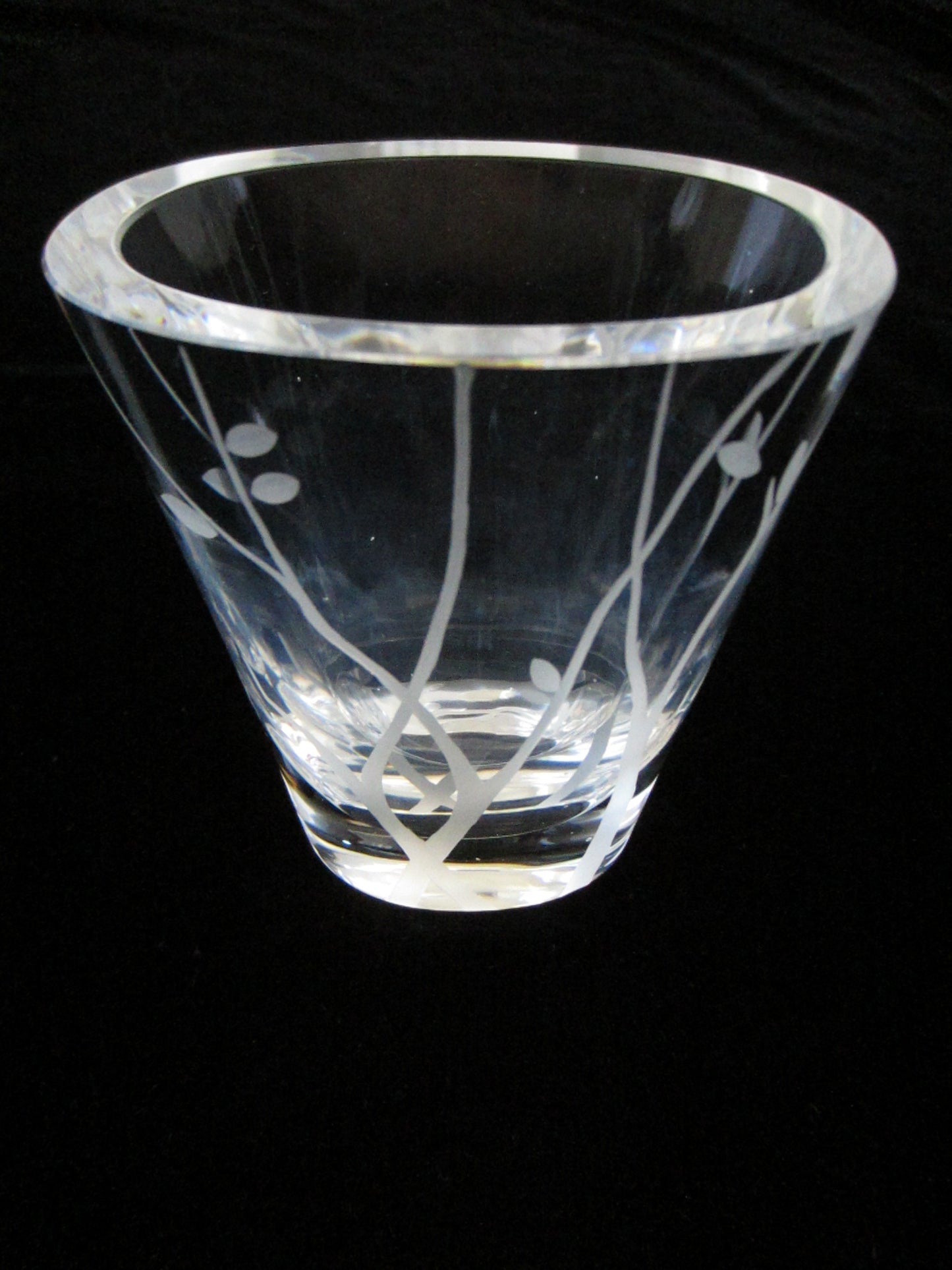 Crystal Vase Etched Stem Leaves