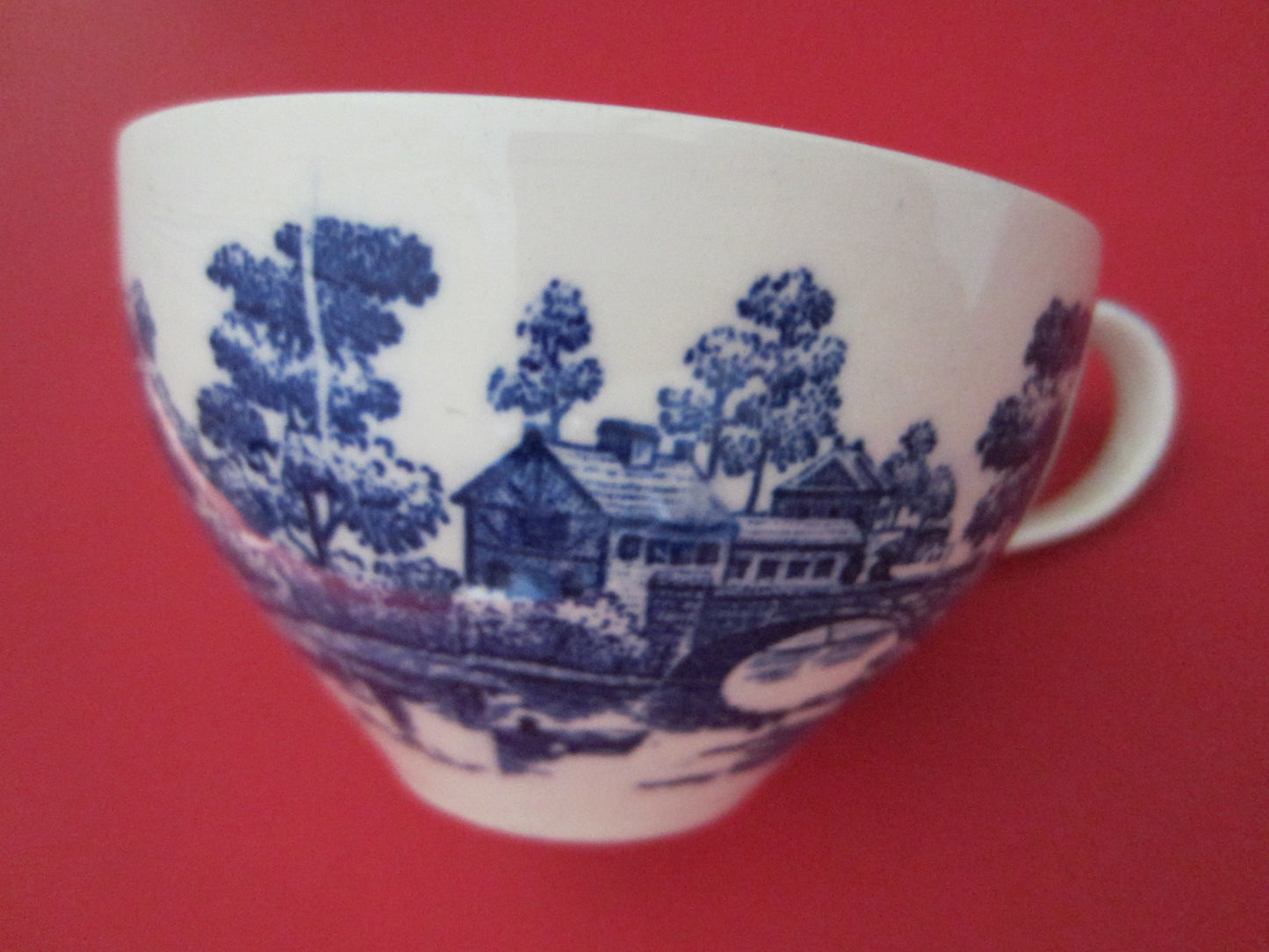 Nasco Japan Lake View Hand Painted Blue White Teacups