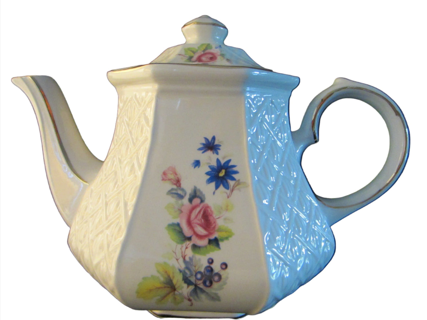 Sadler Windsor White Porcelain Floral English Teapot