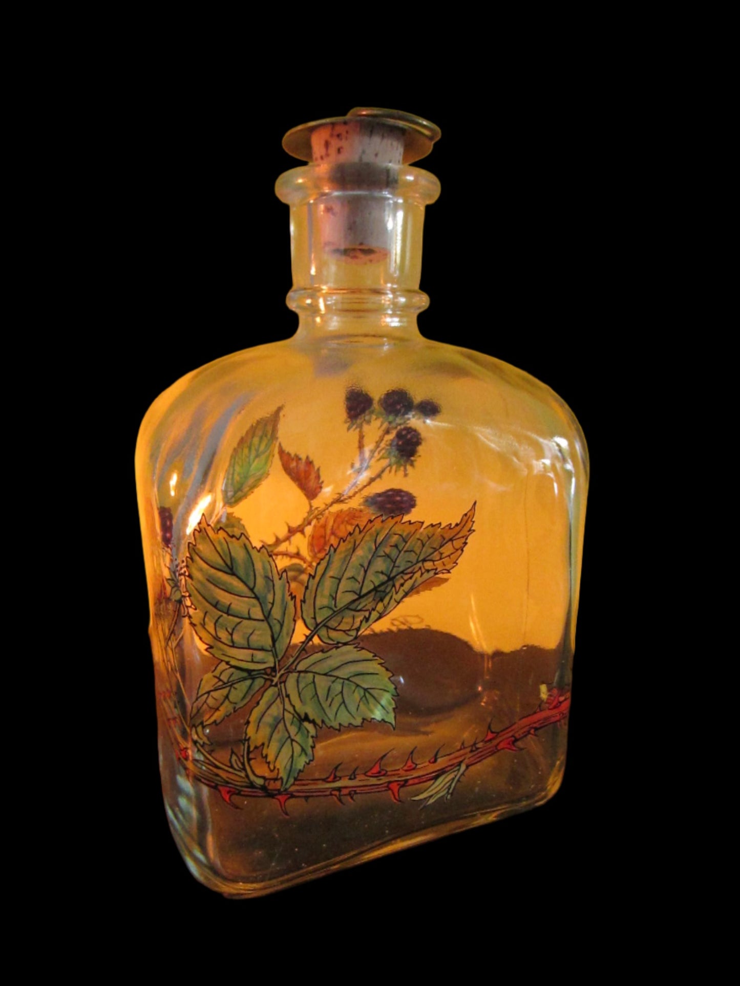 Holmegaard Copenhagen Glass Decanter Hand Decorated Autumn Leaves