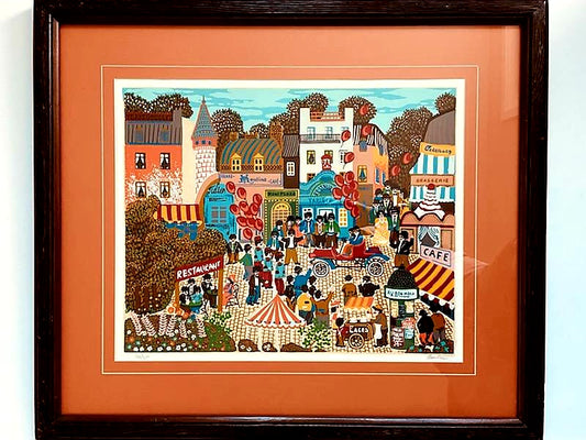 Au Bon Moka Paris Fair Serigraph Signed Claudine Titled Numbered LE