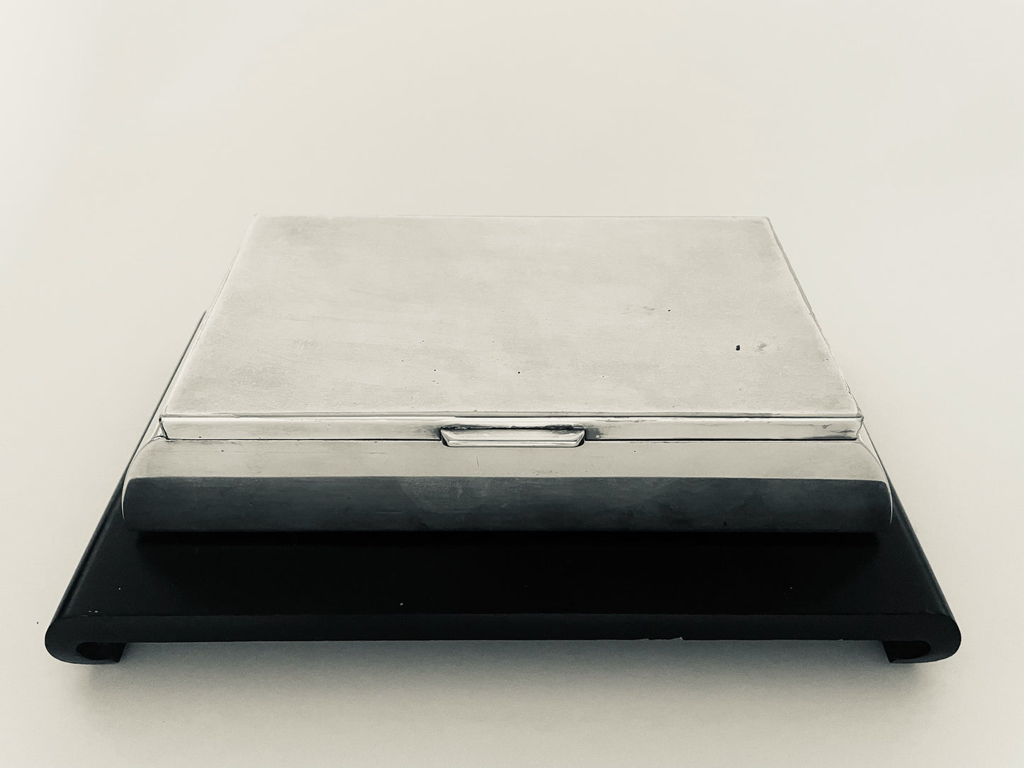 Silver Plated Humidor Tobacco Box Hinged Double Compartments Untitled