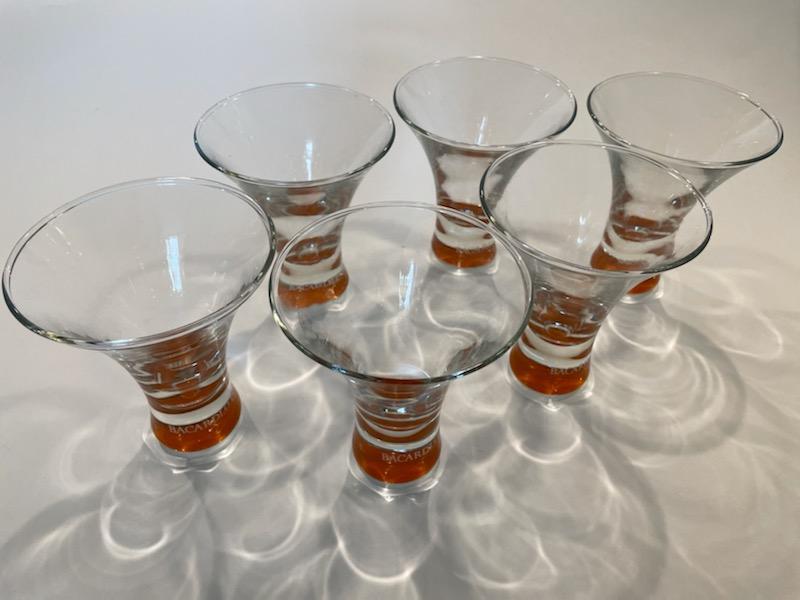 Bacardi O Cordial Glass Barware Set of Six