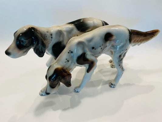 Austrian Ceramic Dogs Brown White Glaze Statue Makers Marks