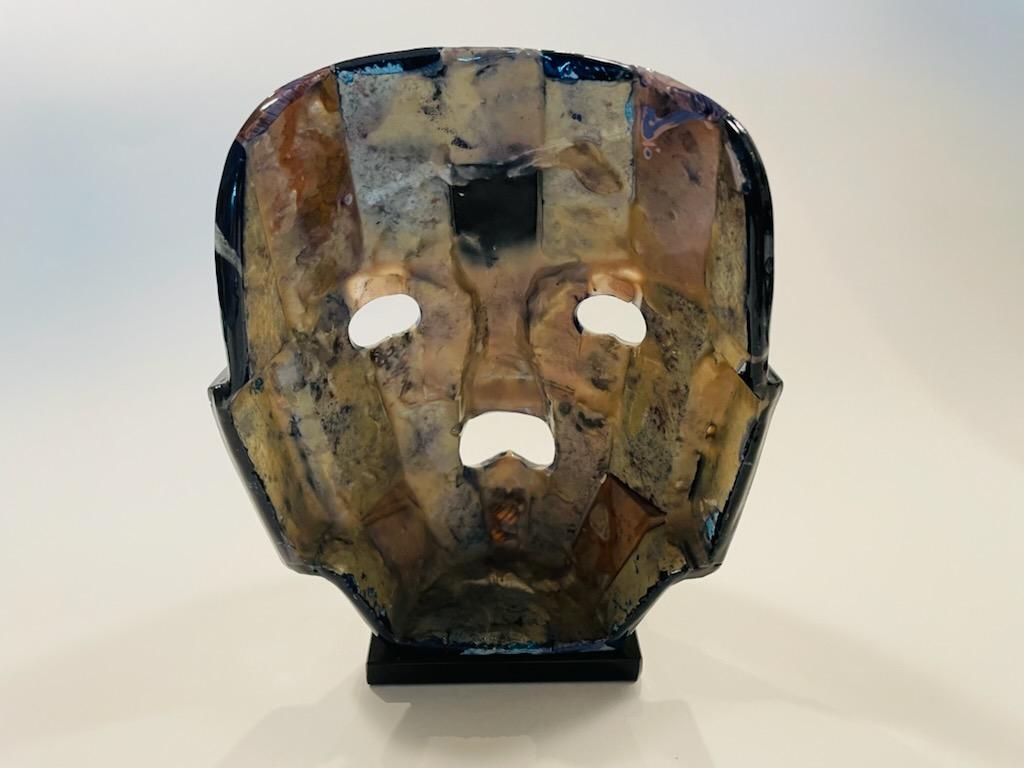 Mayan Aztec Style Mexican Ceremonial Abalone Mask Sculpture