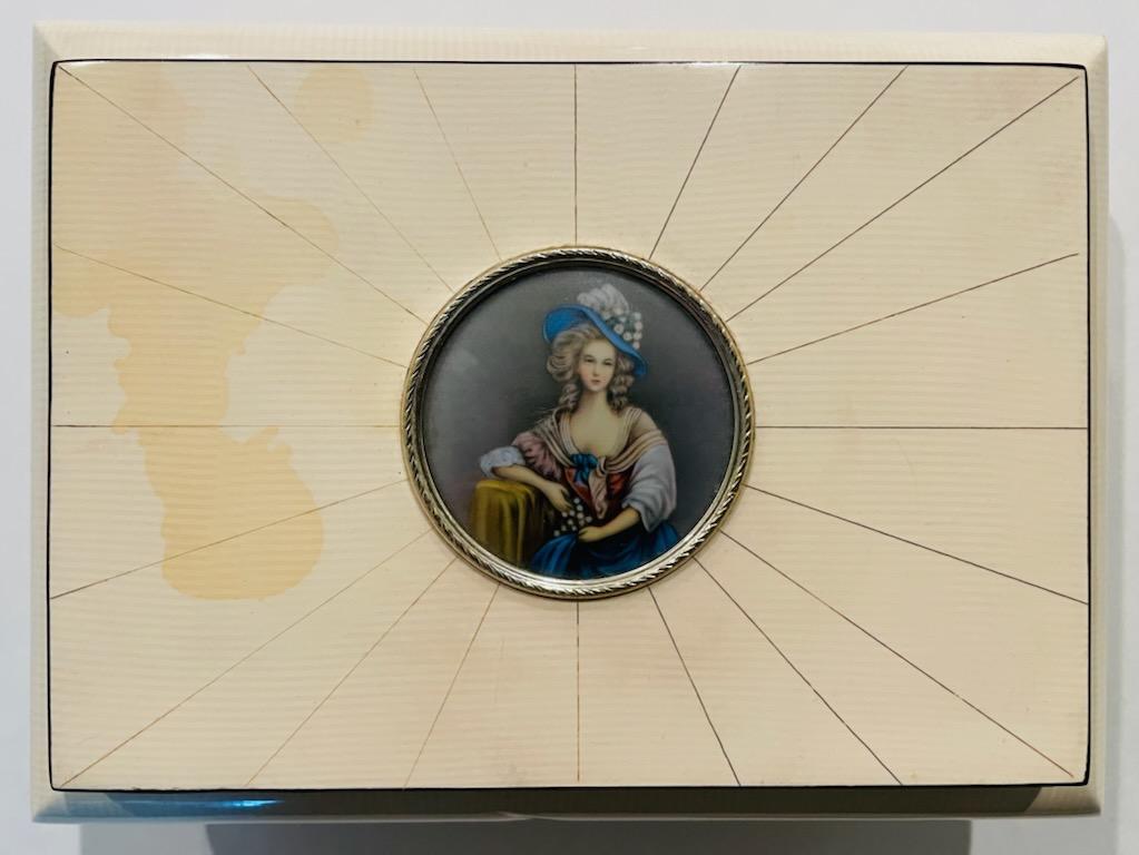 Victorian Style Portrait Musical Footed  Jewelry Box 