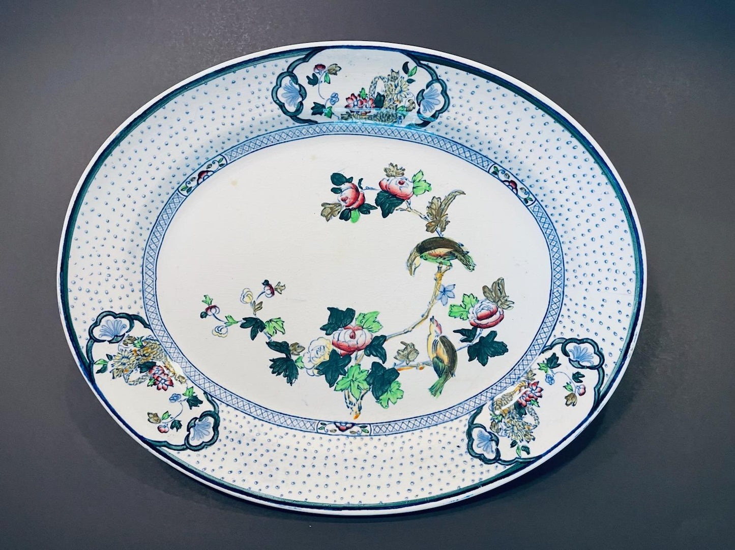 A Chinoiserie Antique Oval Serving Platter