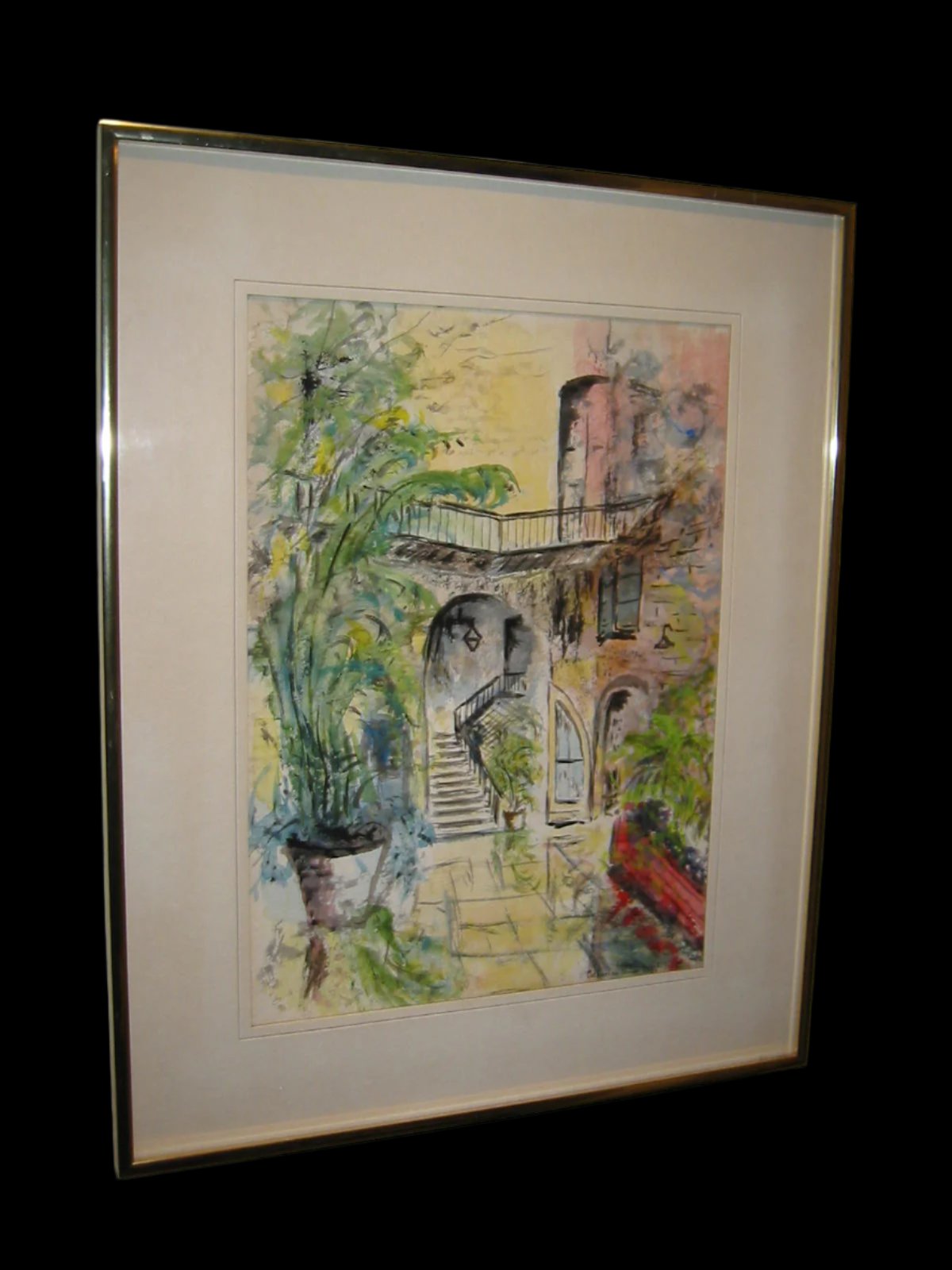 Catharina Van De Graaf Courtyard Signed Watercolor