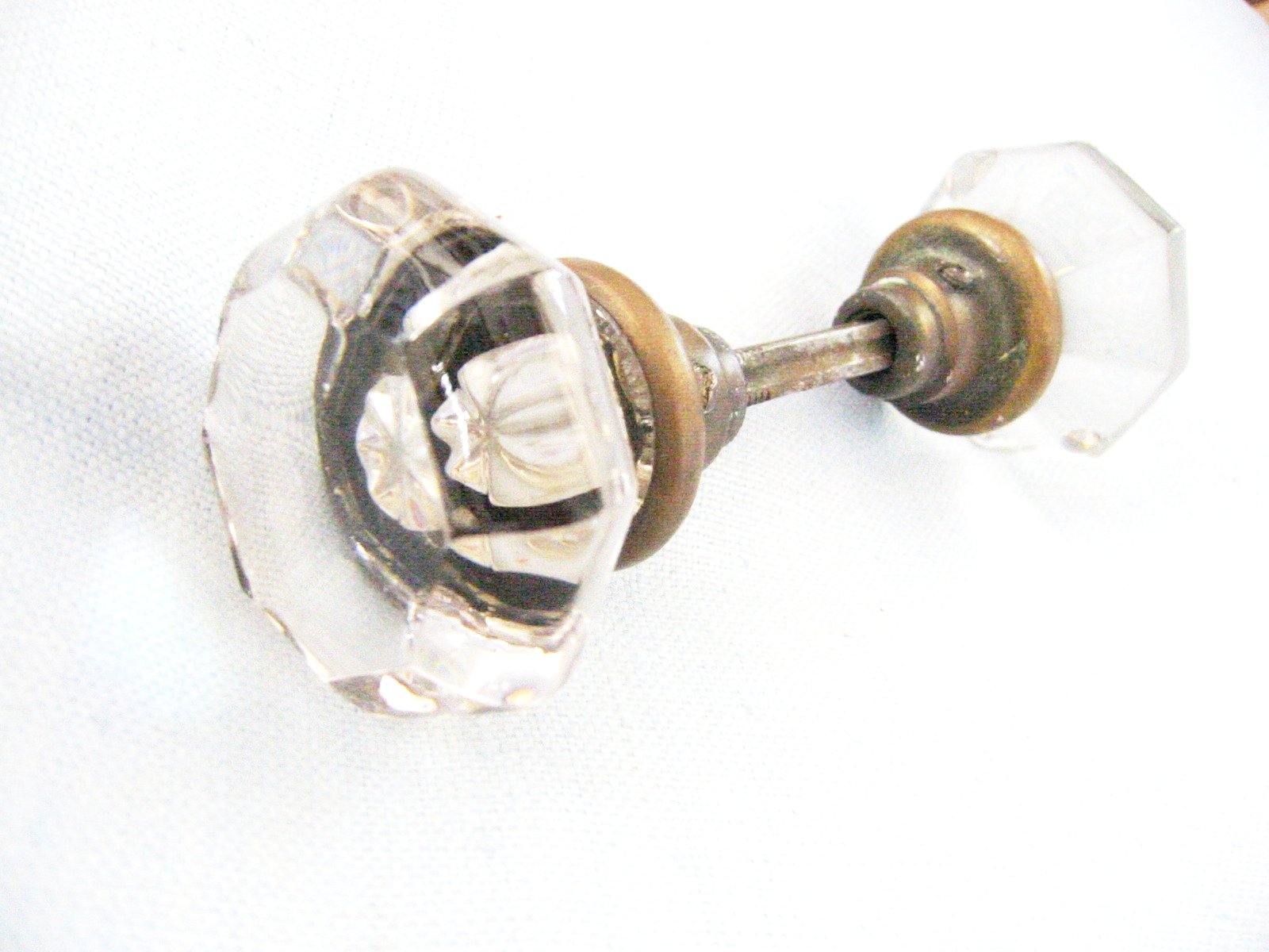 Mid Century Crystal Door Knob Metal Rod - Designer Unique Finds 