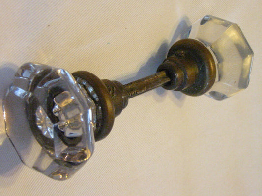 Mid Century Crystal Door Knob Metal Rod - Designer Unique Finds 