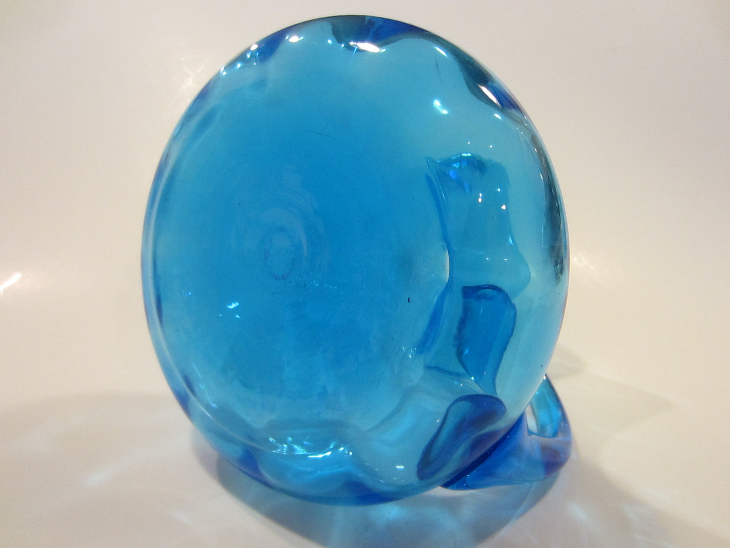 A Mid Century Powder Blue Blown Glass Cruet Jug Round Handle