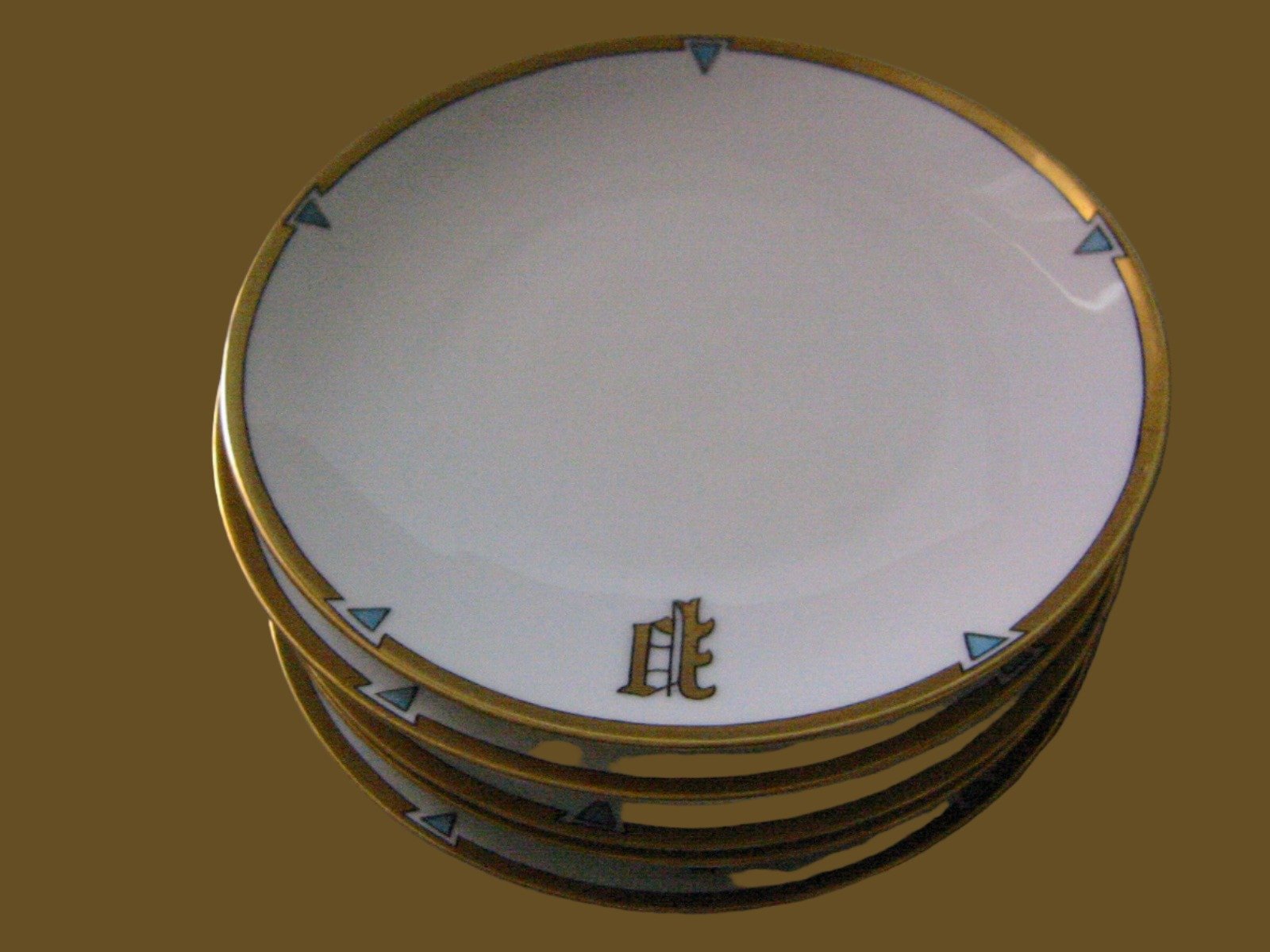 Bavaria Desert Plates Cobalt Monogram Gilt Decorated Porcelain Set - Designer Unique Finds 
 - 4