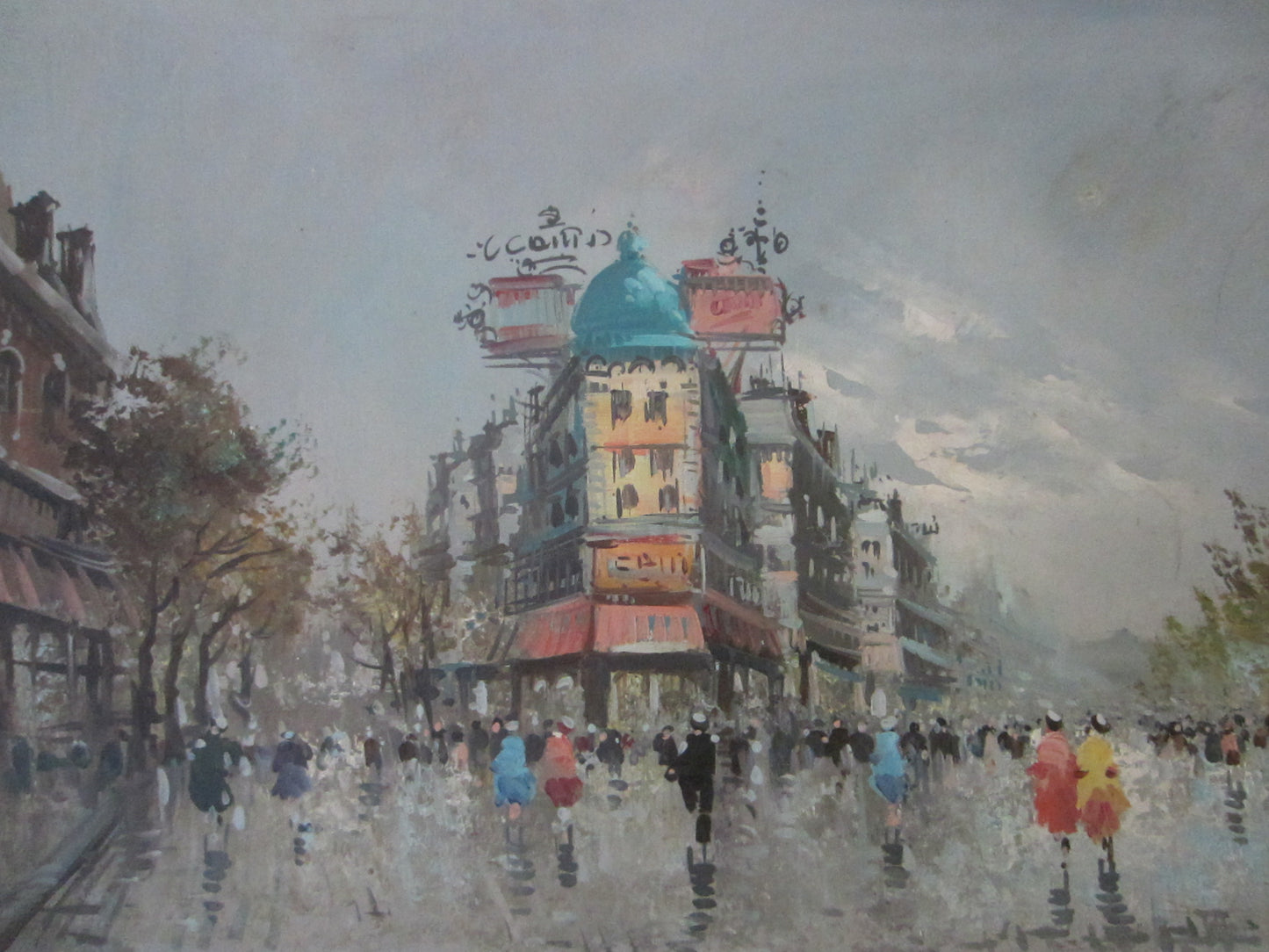 Antonio DeVity Paris Street Scene Signed Oil On Canvas Painting - Designer Unique Finds 