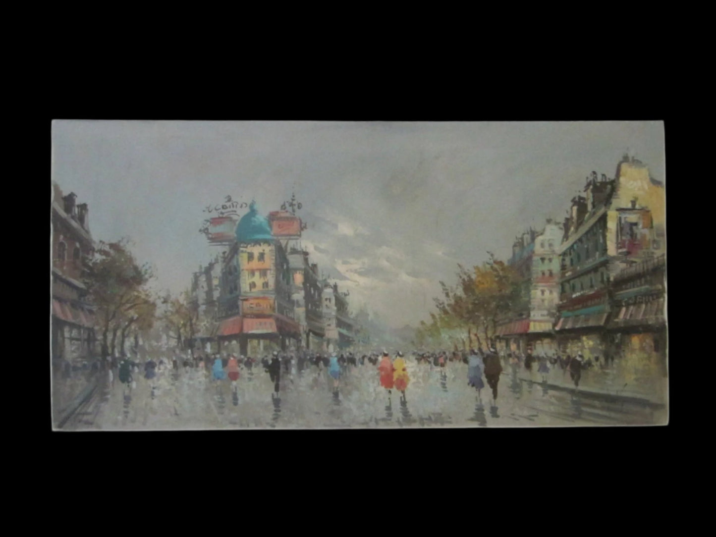 Antonio DeVity Paris Street Scene Signed Oil On Canvas Painting - Designer Unique Finds 