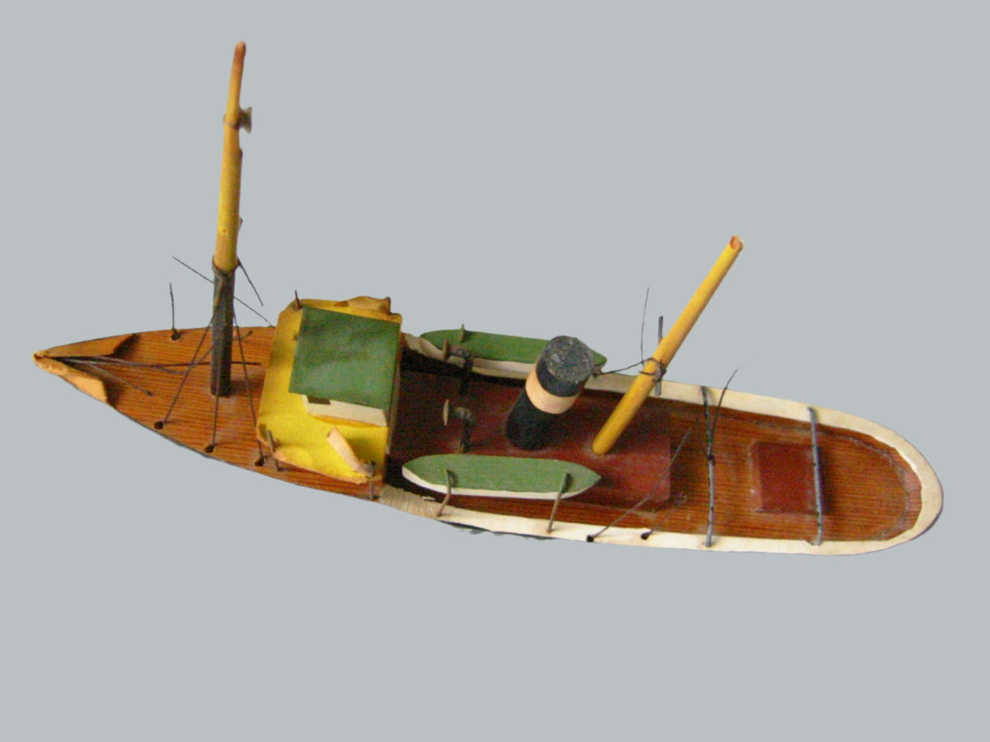 GARM Danish Steam Model Boat Hand Carved Painted Titled Made In Denmark